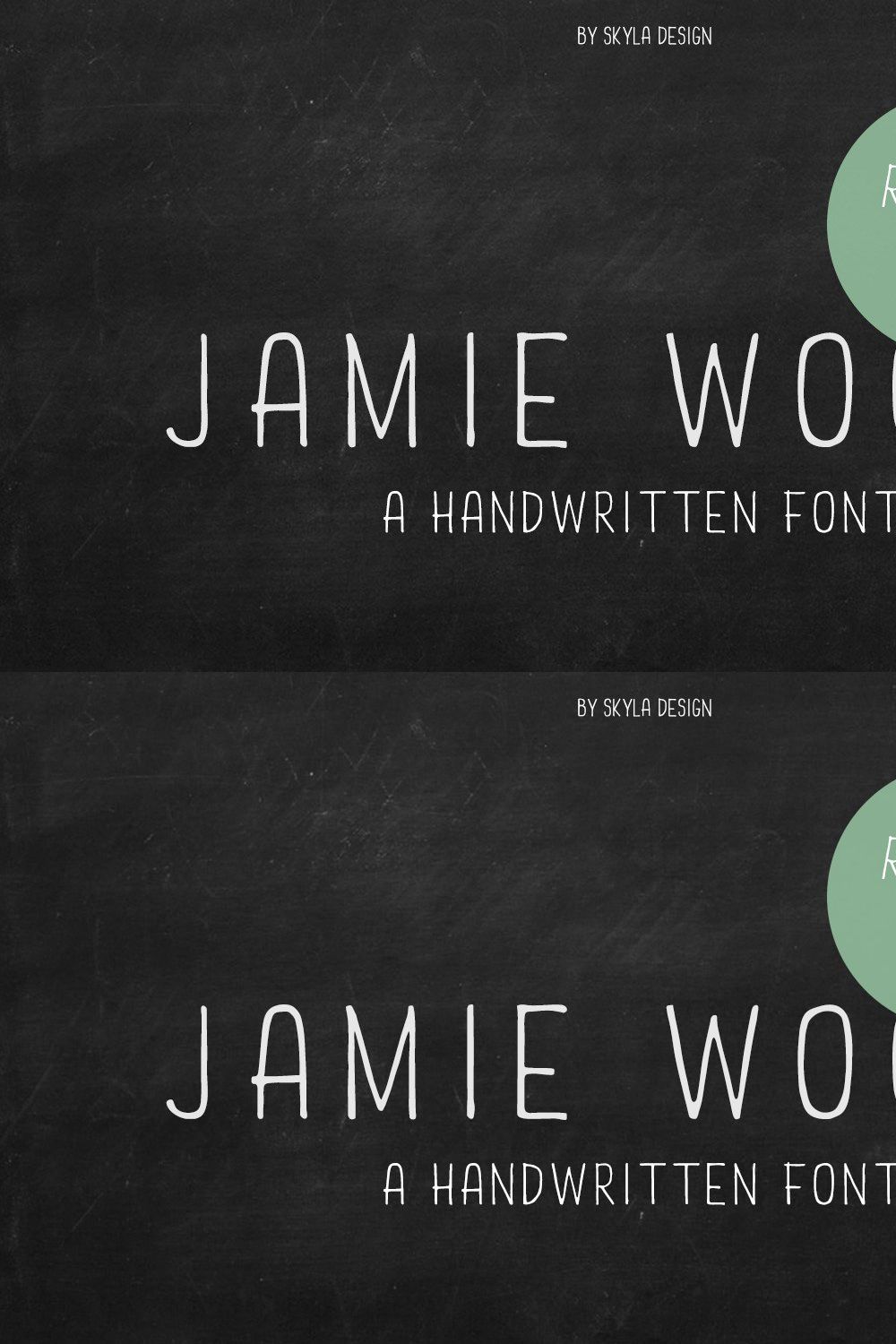 Jamie Woods condensed font pinterest preview image.