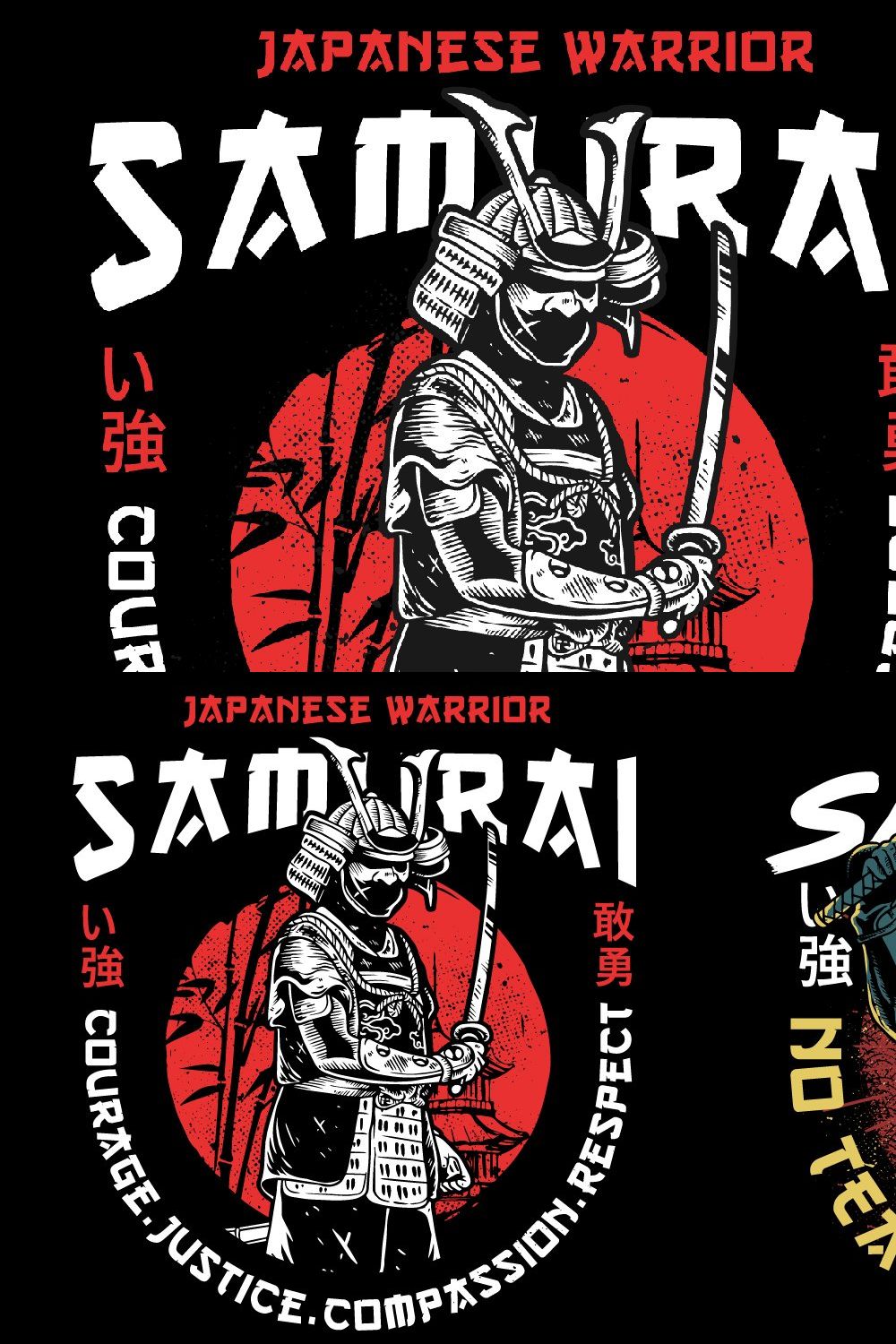 Japanese samurai illustration II pinterest preview image.