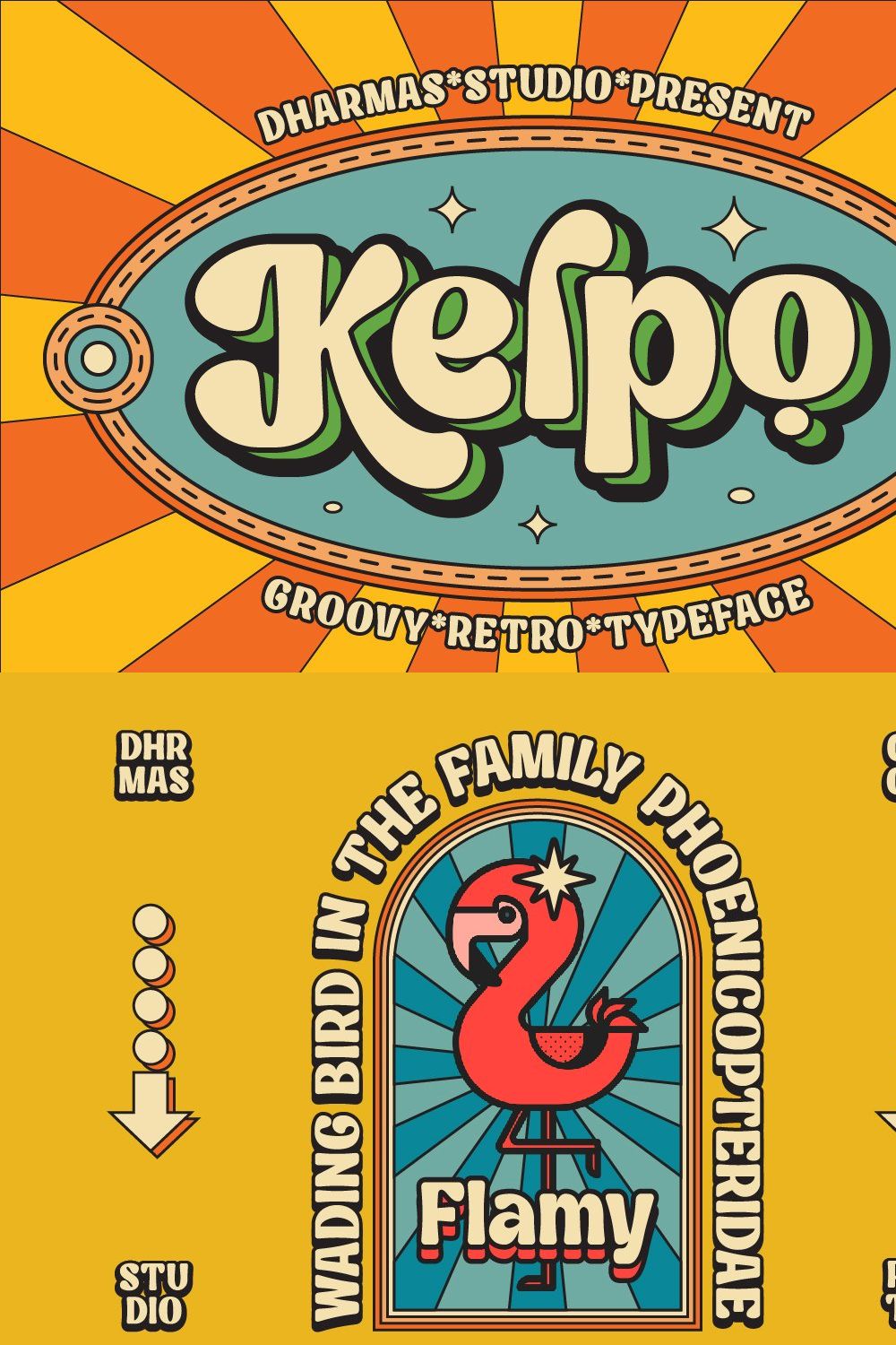 Kelpo - Groovy Retro Typeface pinterest preview image.