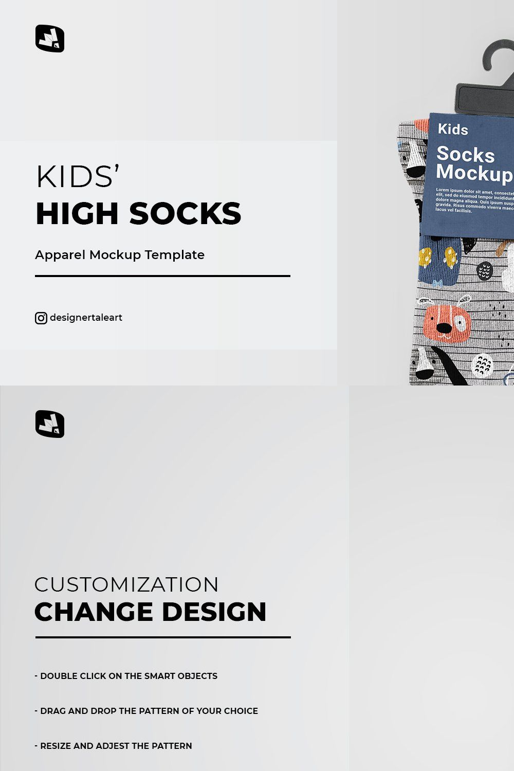 Kids High Socks Mockup pinterest preview image.