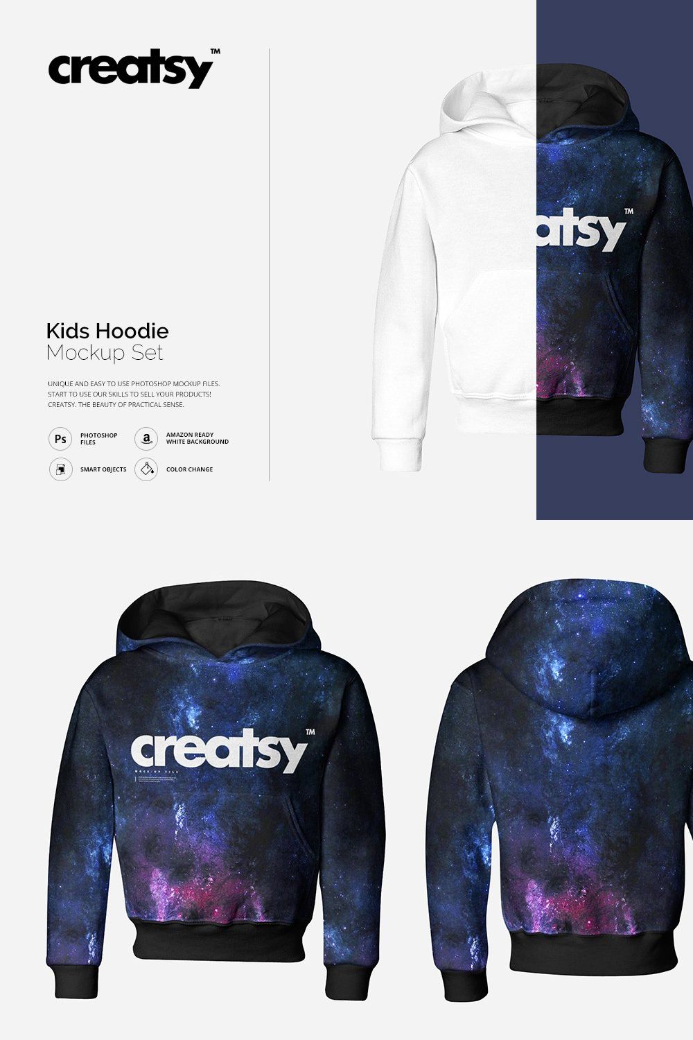 Kids Hoodie Mockup Set pinterest preview image.