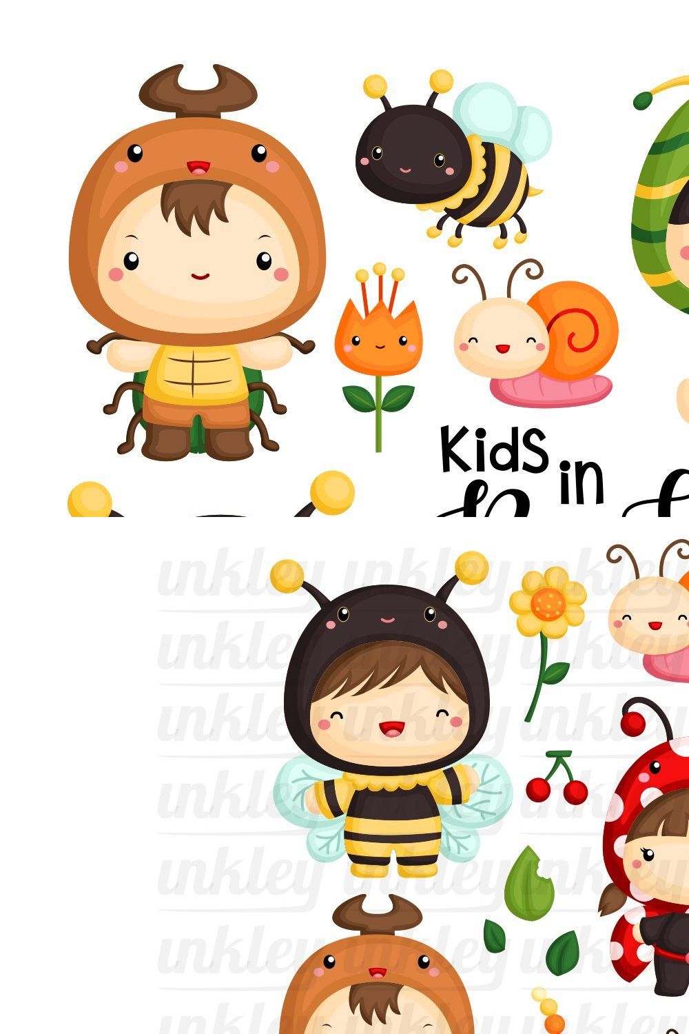 Kids in a Bug Costume Clipart pinterest preview image.
