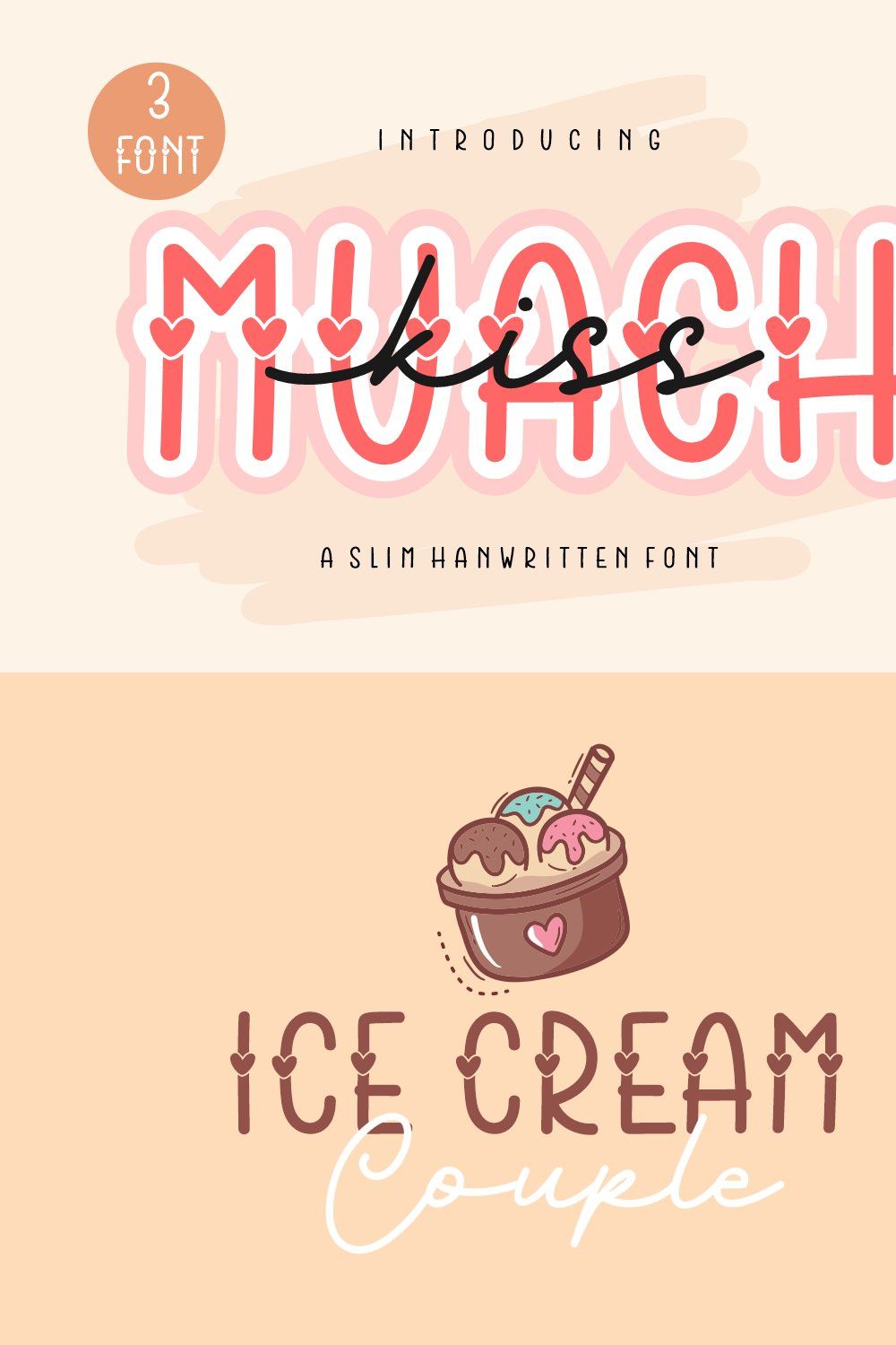 Kiss Muach | 3 font with love pinterest preview image.