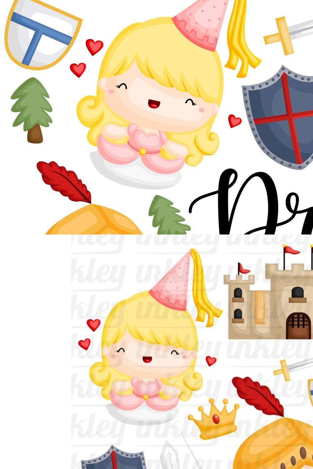 Knight, Princess, andDragon Clipart pinterest preview image.