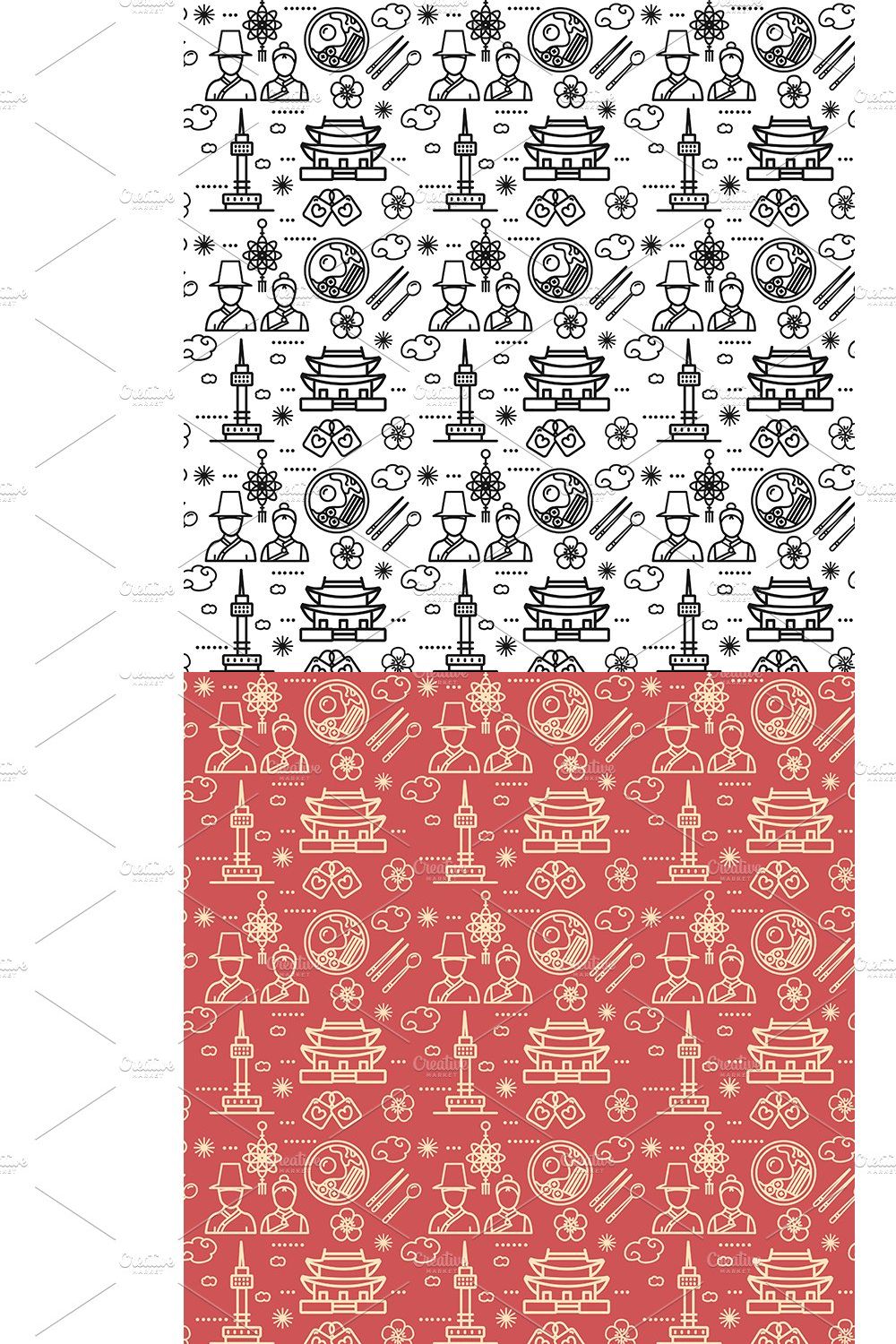 Korea Pattern Background. Vector pinterest preview image.