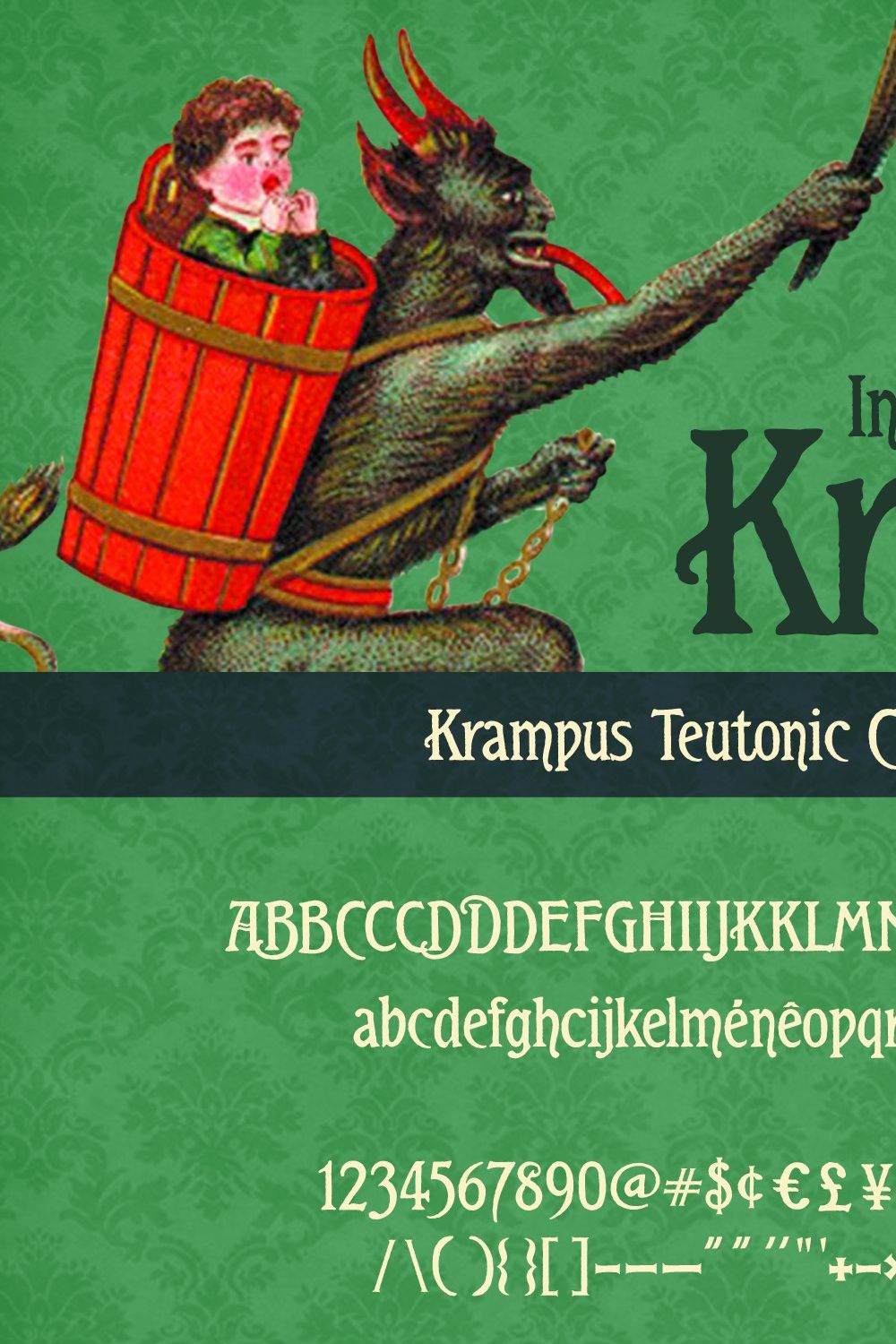 Krampus Teutonic Vintage Font pinterest preview image.