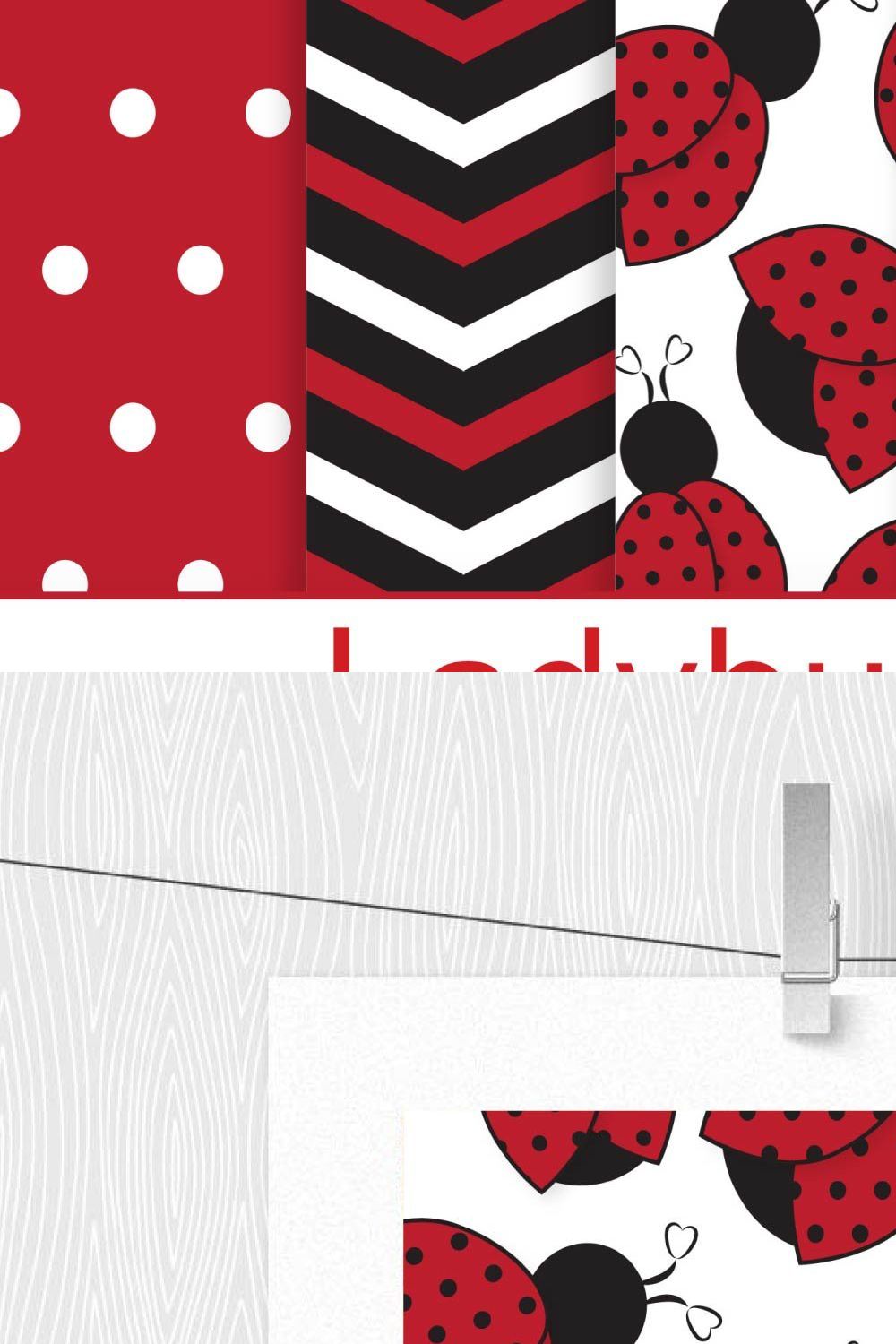 Ladybug Digital Paper Pack pinterest preview image.