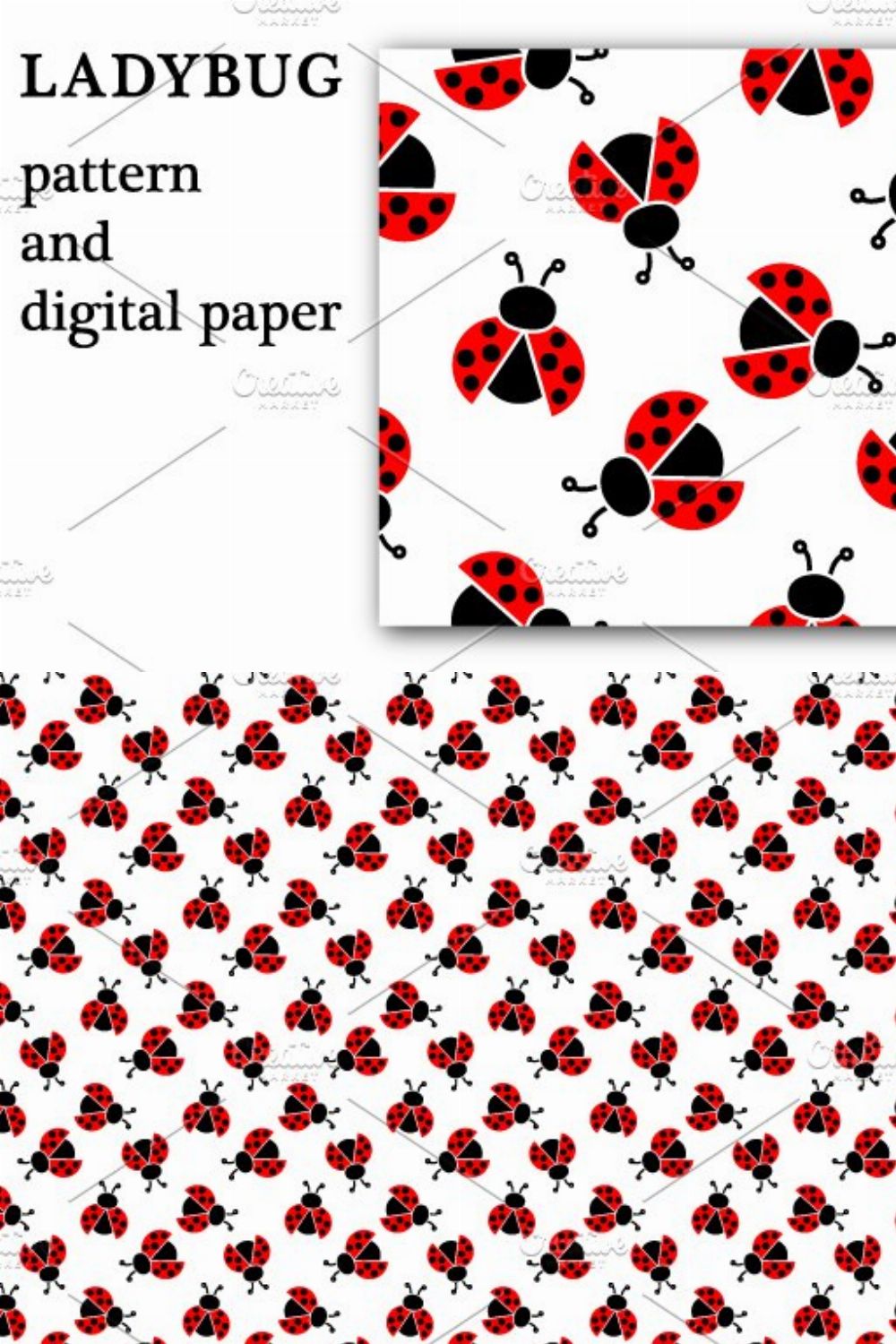 Ladybug - pattern and digital paper pinterest preview image.