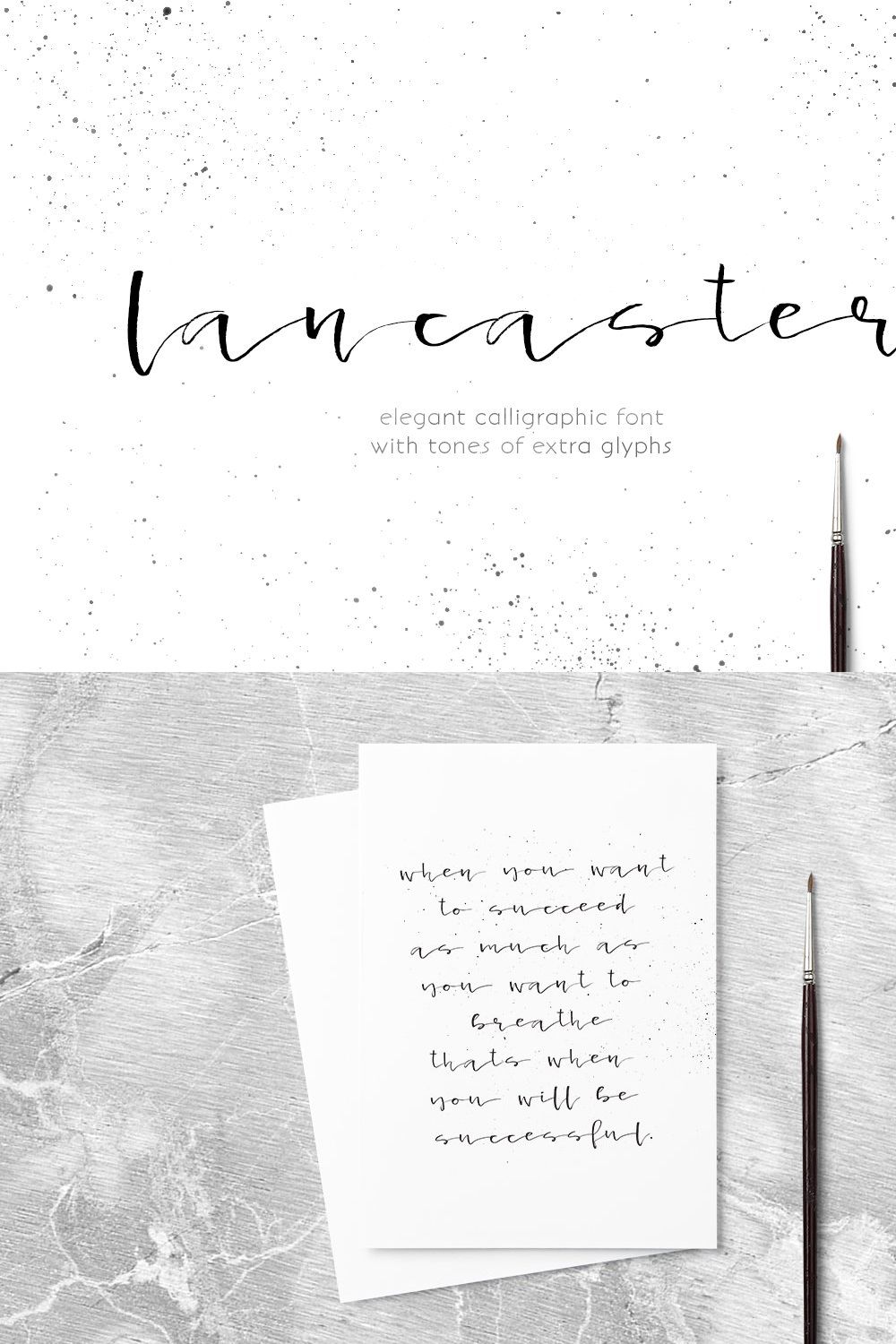 Lancaster - calligraphic font pinterest preview image.