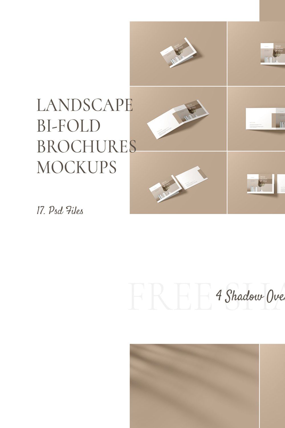 Landscape Bi-fold Brochure Mockup pinterest preview image.