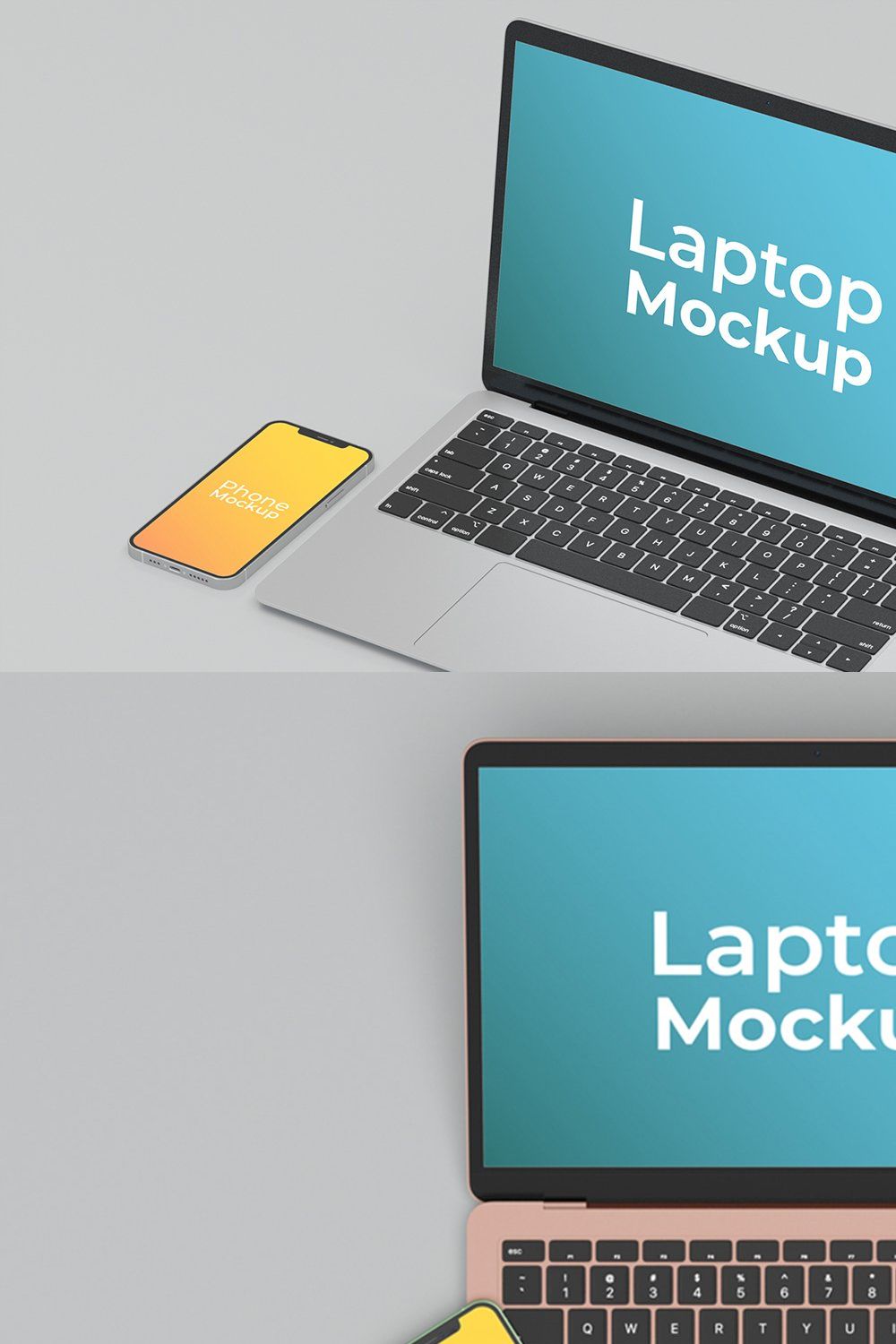 Laptop and Phone Mockup Set pinterest preview image.