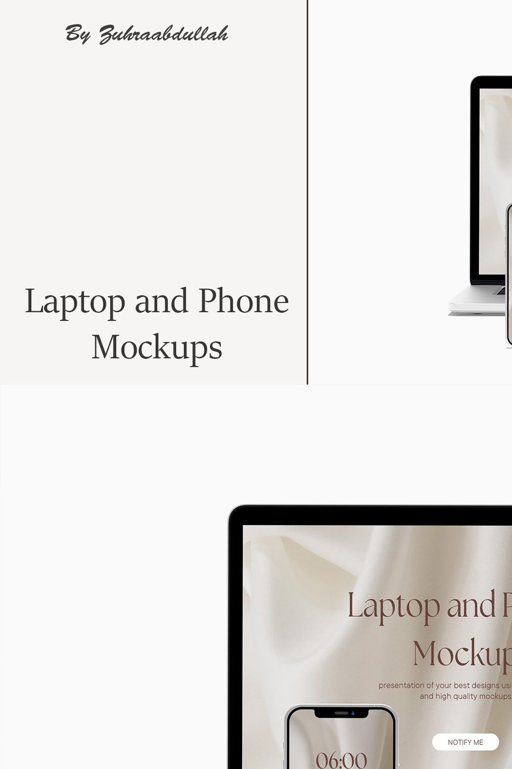 Laptop and Phone Mockups pinterest preview image.