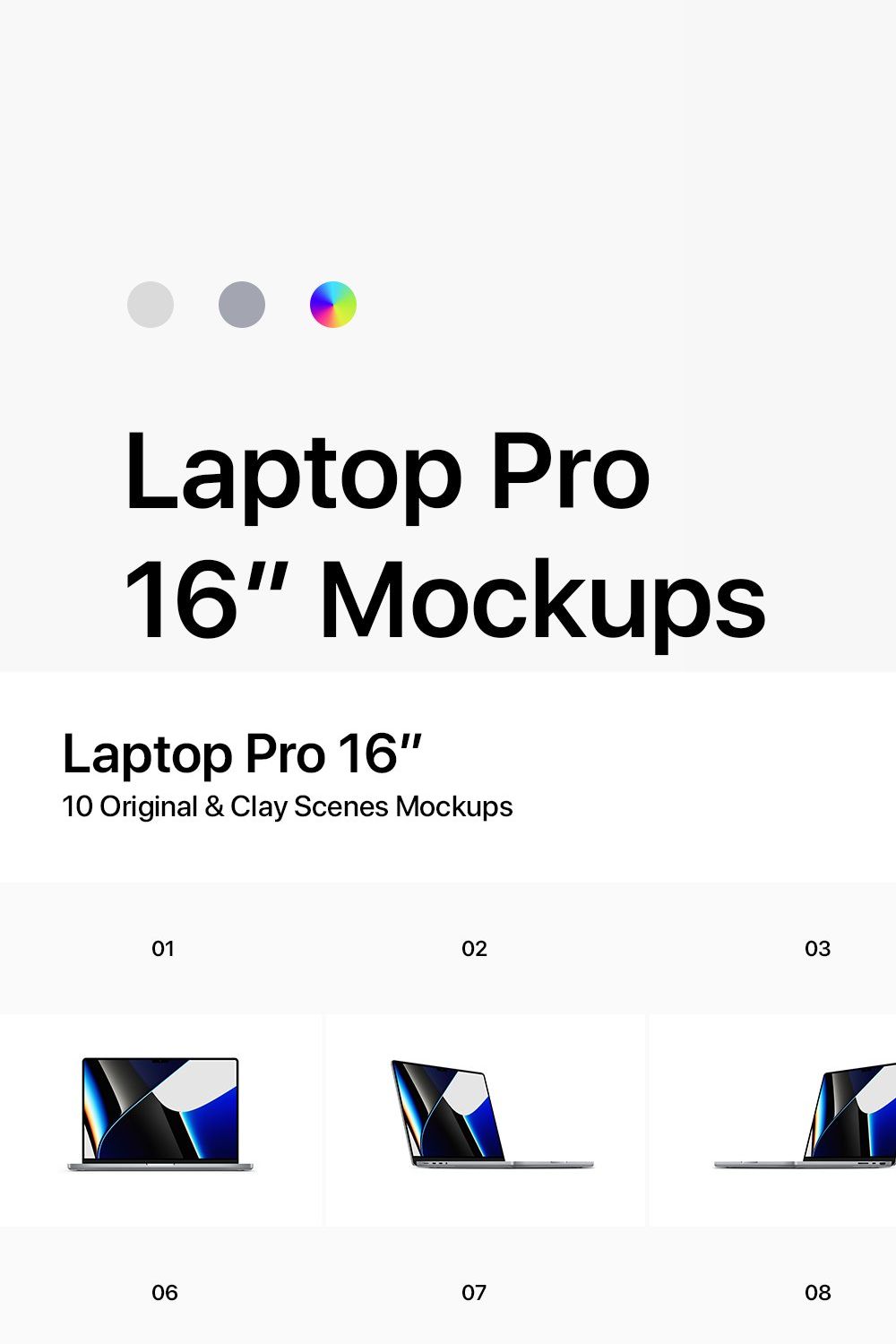 Laptop Pro 16" - 10 Mockups Scenes pinterest preview image.
