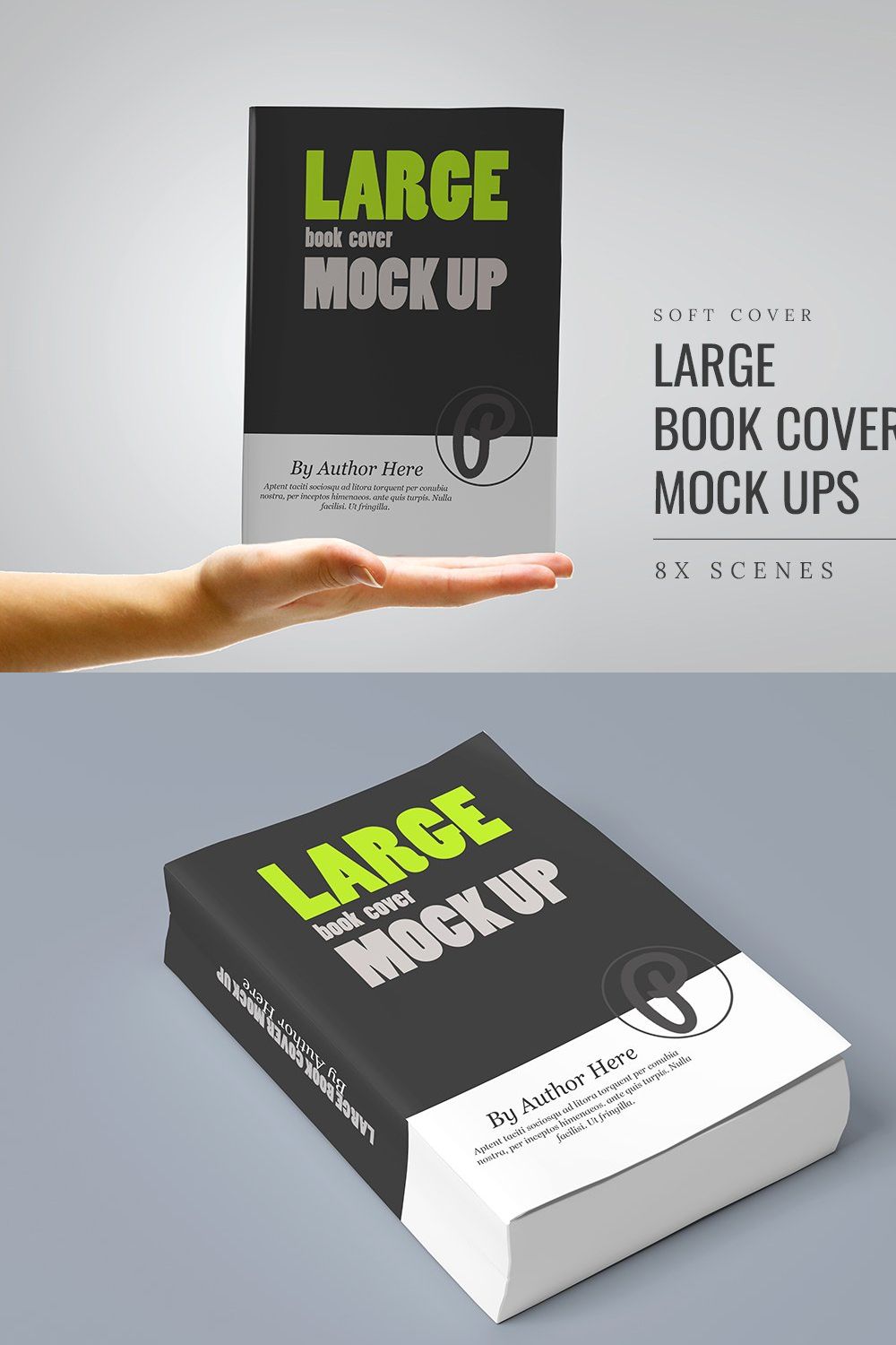 Large Book Cover Mockups pinterest preview image.