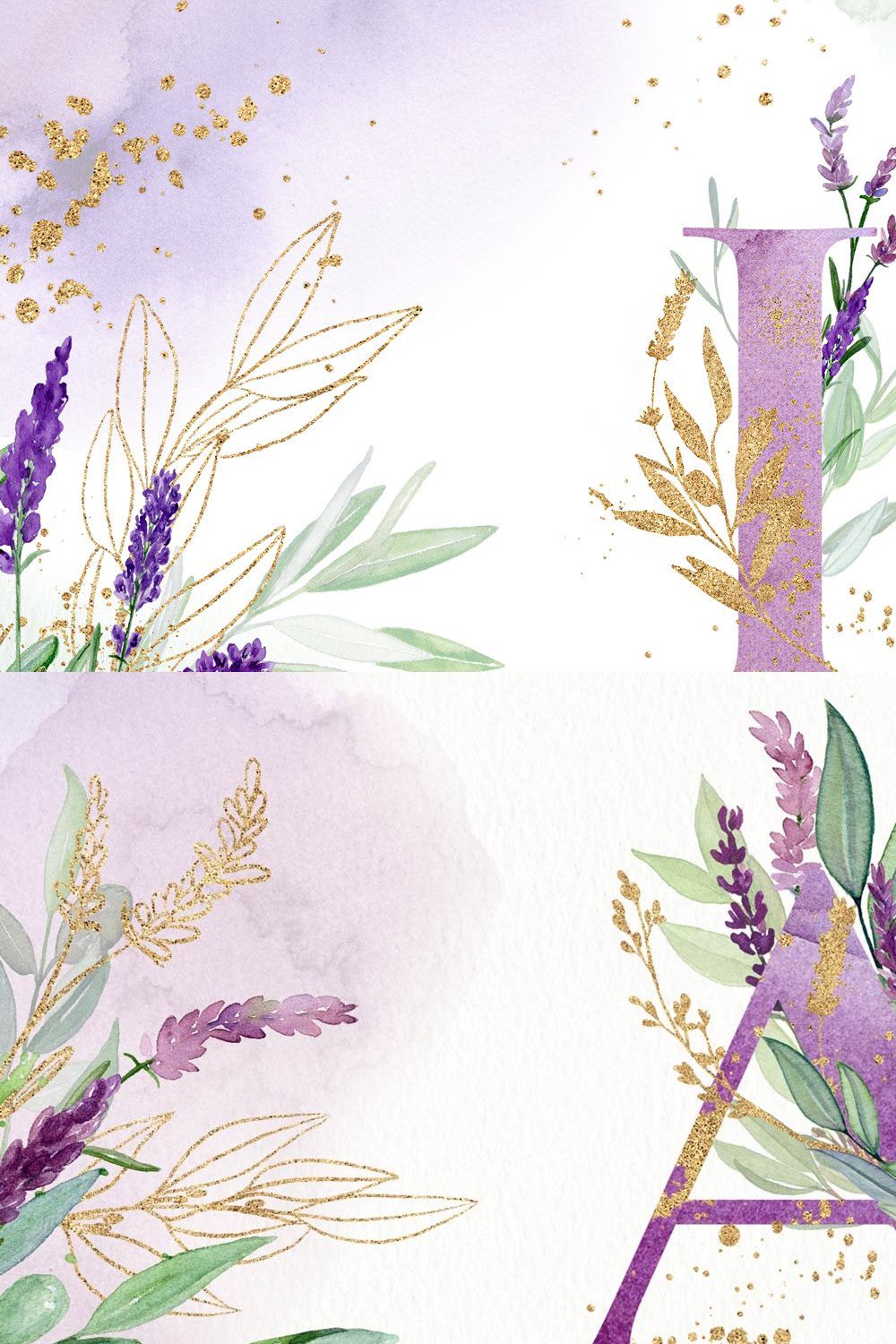 Lavender Watercolor Laurel Olive pinterest preview image.