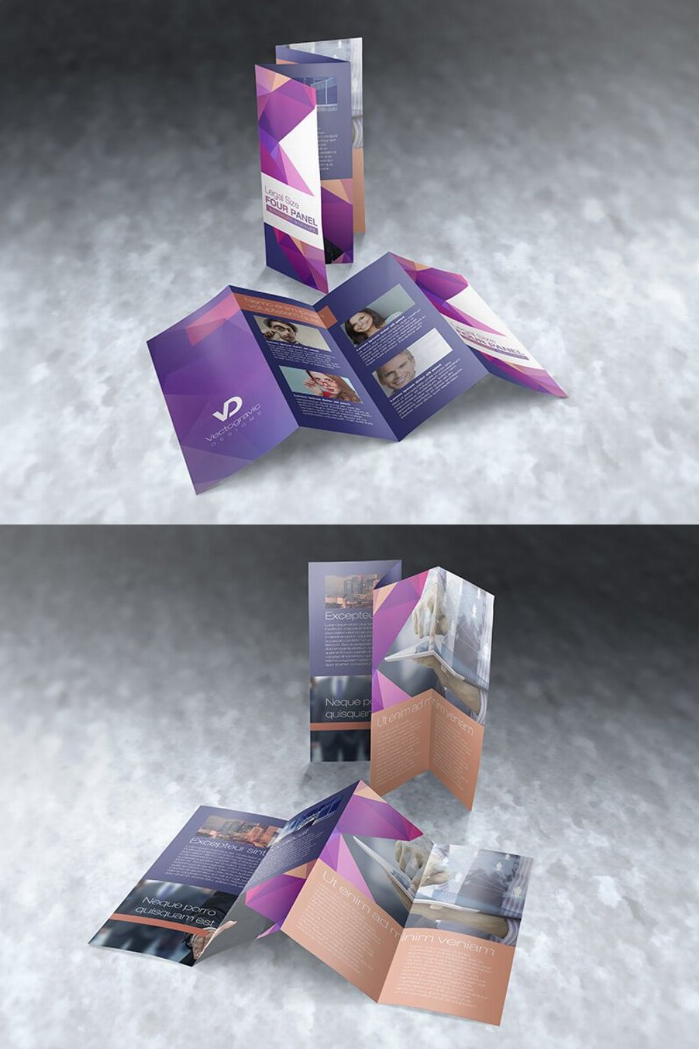 Legal Size 4 Panel Brochure Mockups pinterest preview image.