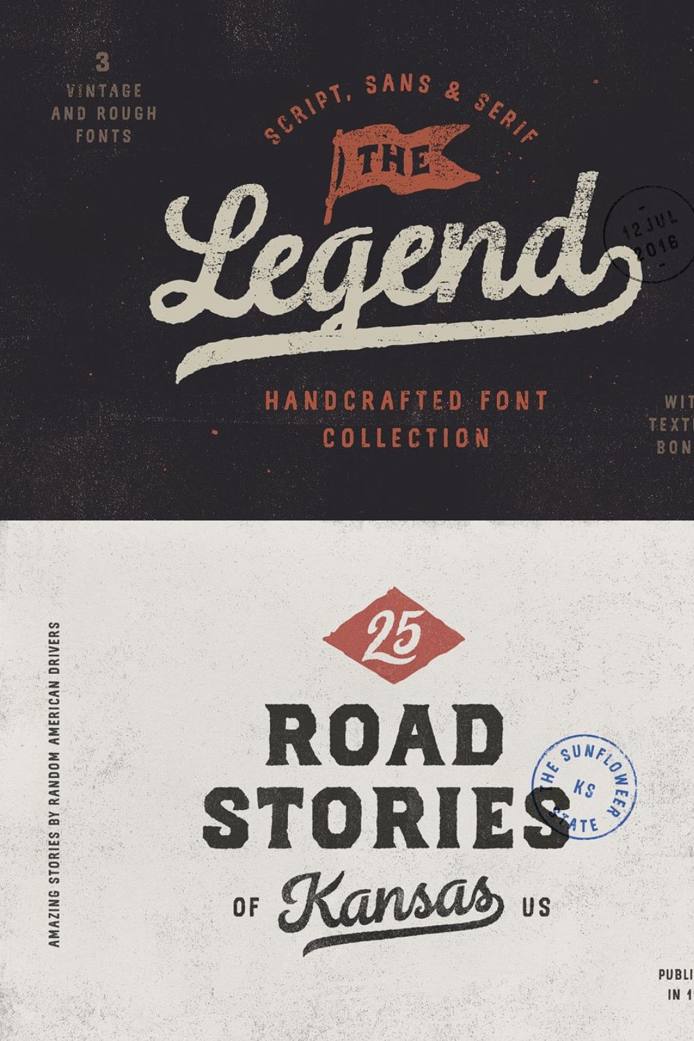 Legend Font trio + Textures pinterest preview image.