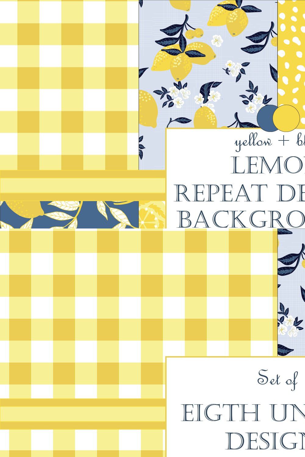 Lemon Repeat Pattern Background pinterest preview image.