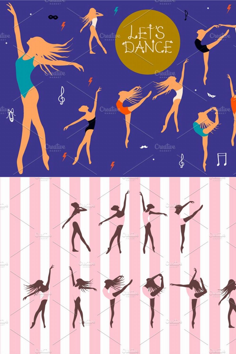Let's Dance Illustration Kit pinterest preview image.