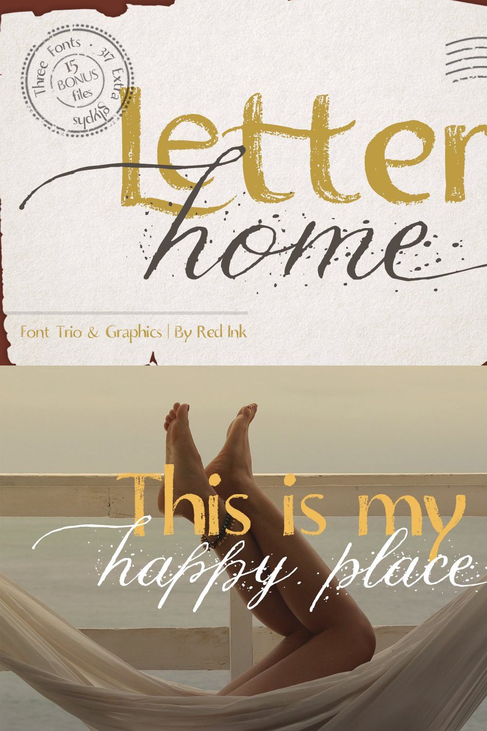 Letter Home. Font Trio + Graphics. pinterest preview image.