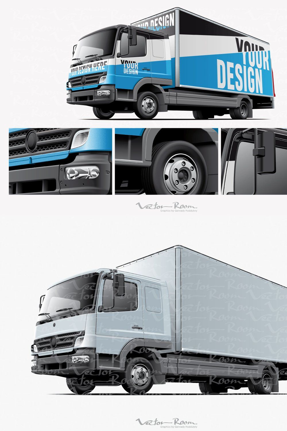 Light Commercial Truck Mockup pinterest preview image.