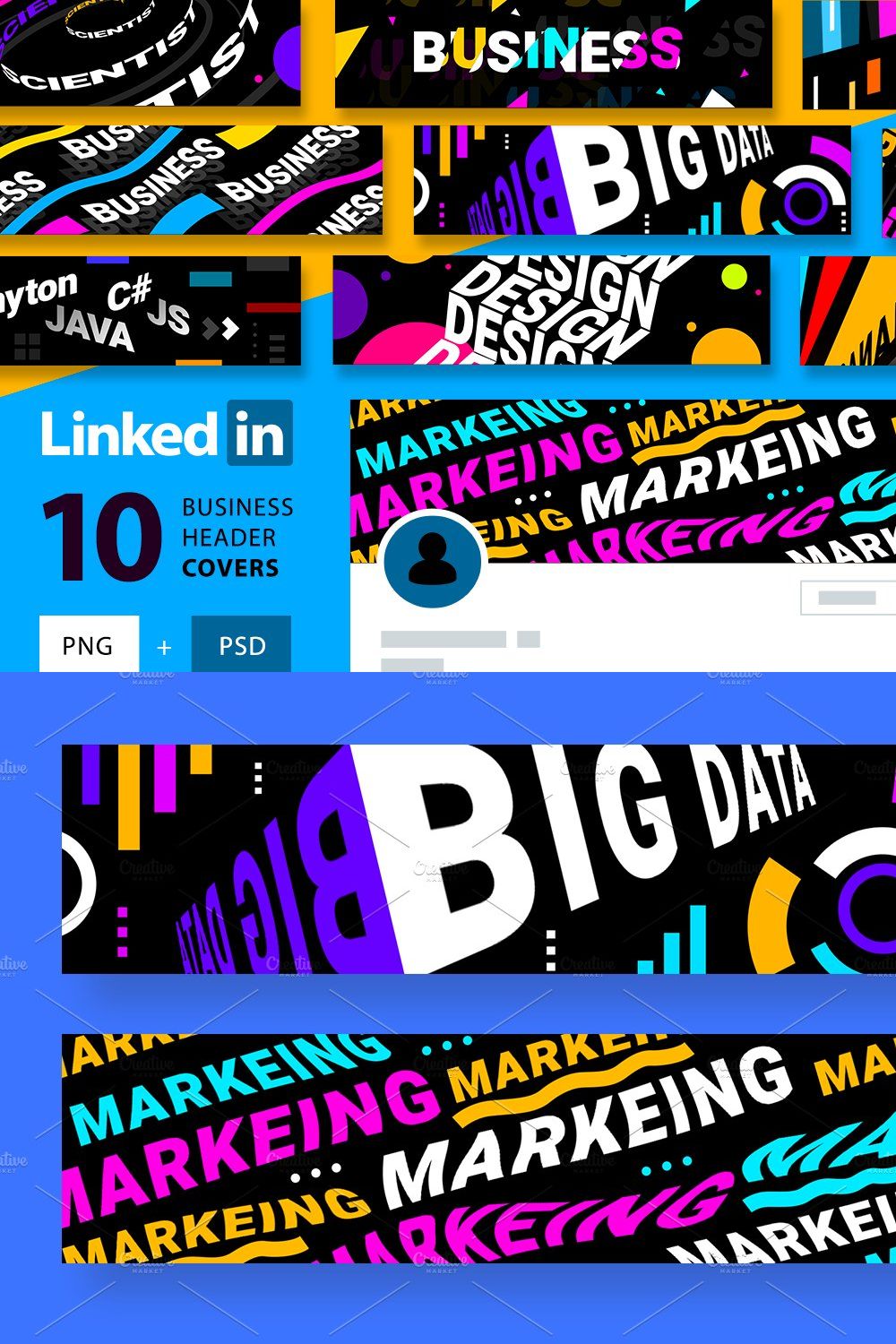 LinkedIn | editable covers pinterest preview image.