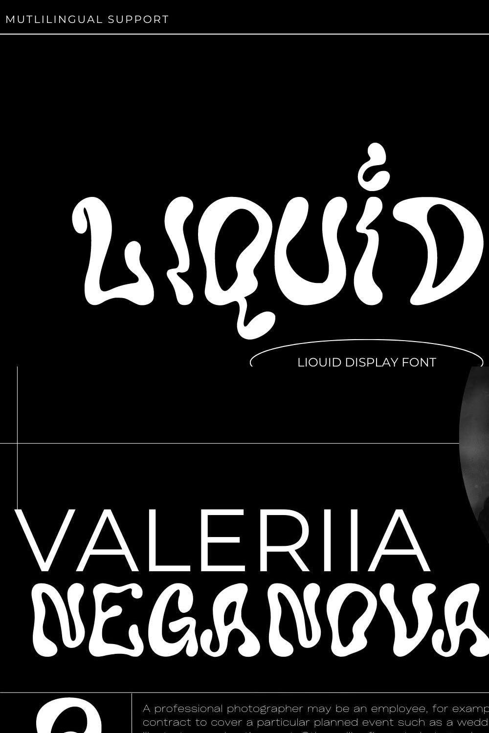 Liquifity - Liquid Display Font pinterest preview image.
