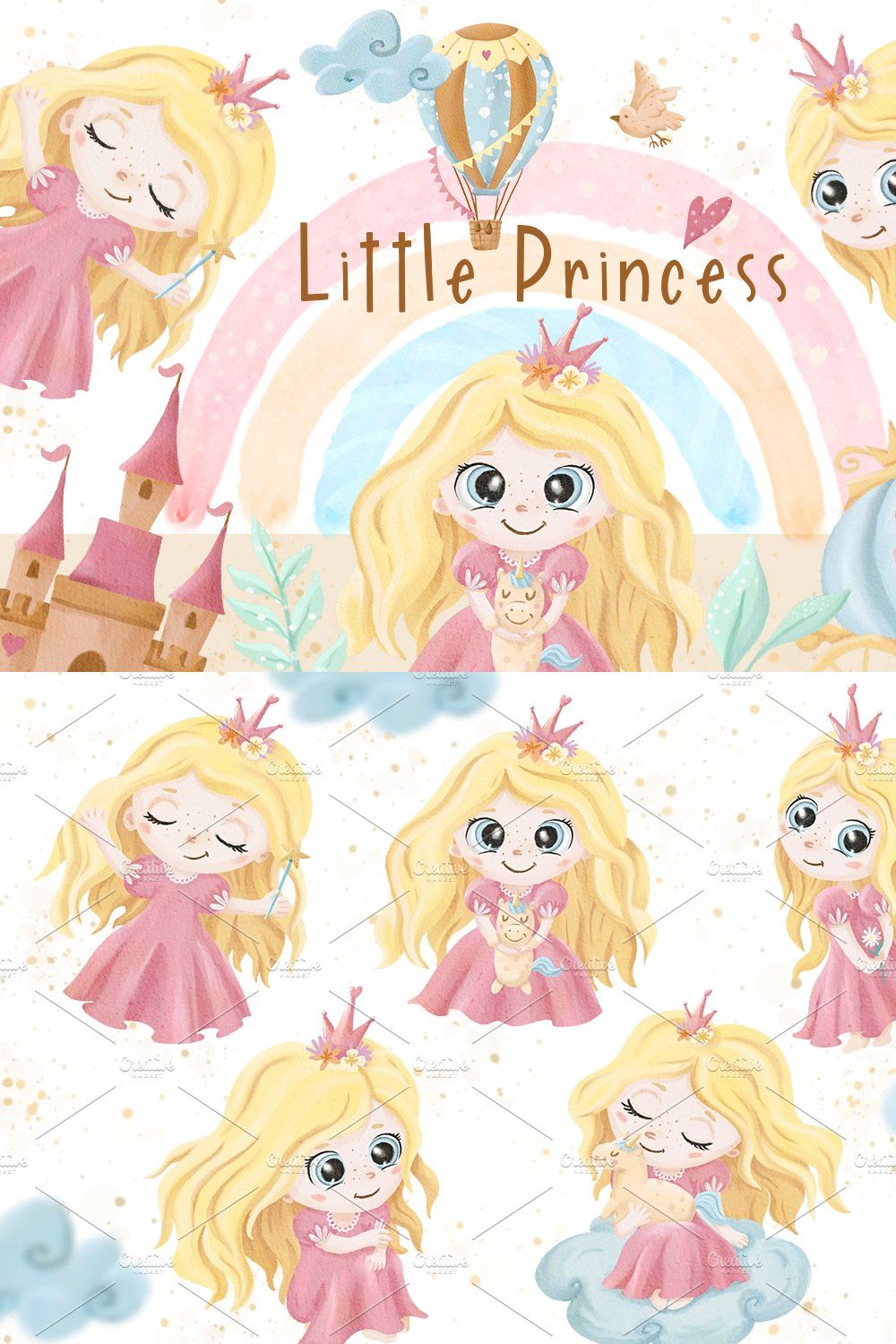 Little Princess Watercolor Set pinterest preview image.