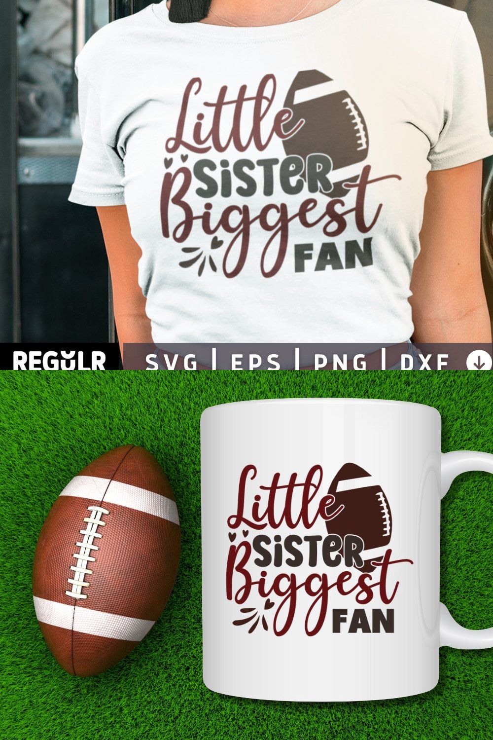 Little sister biggest fan SVG pinterest preview image.