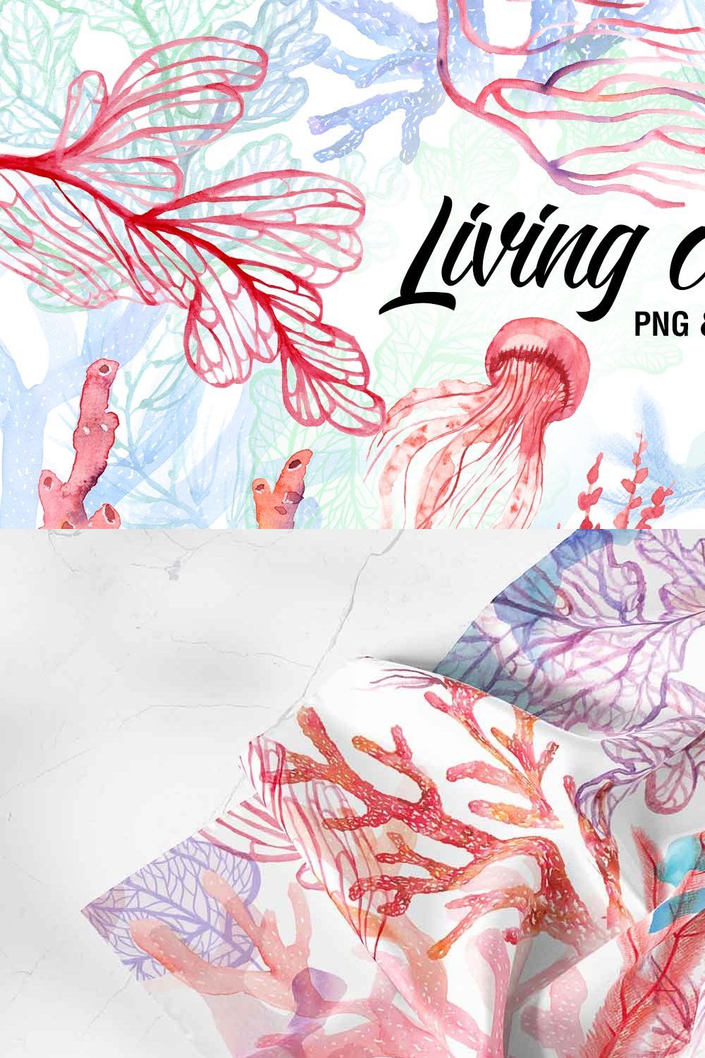 Living coral pinterest preview image.