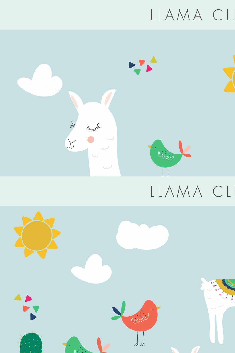 Llama Clip Art Set pinterest preview image.