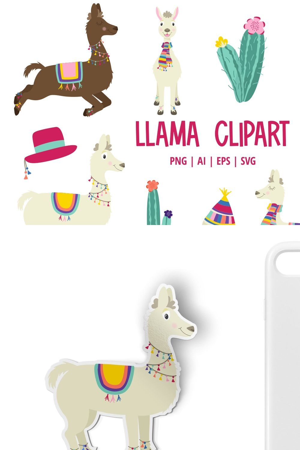 Llama Clipart pinterest preview image.