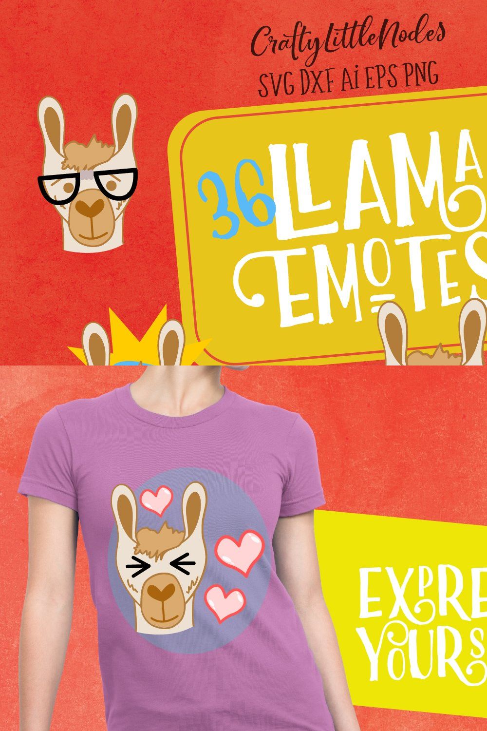 Llama Emotes Bundle Pack pinterest preview image.