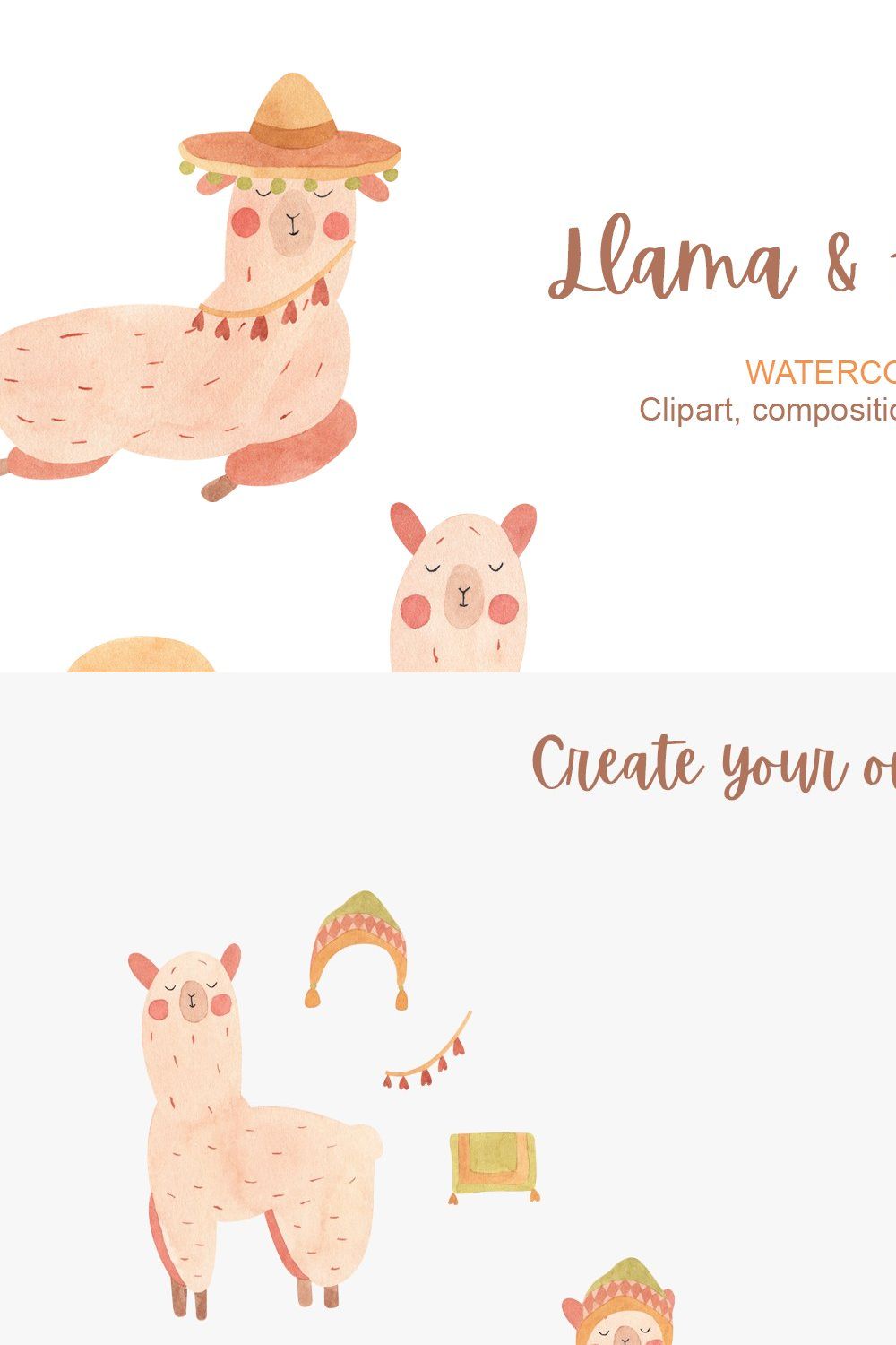 Llama & Friends Clipart pinterest preview image.