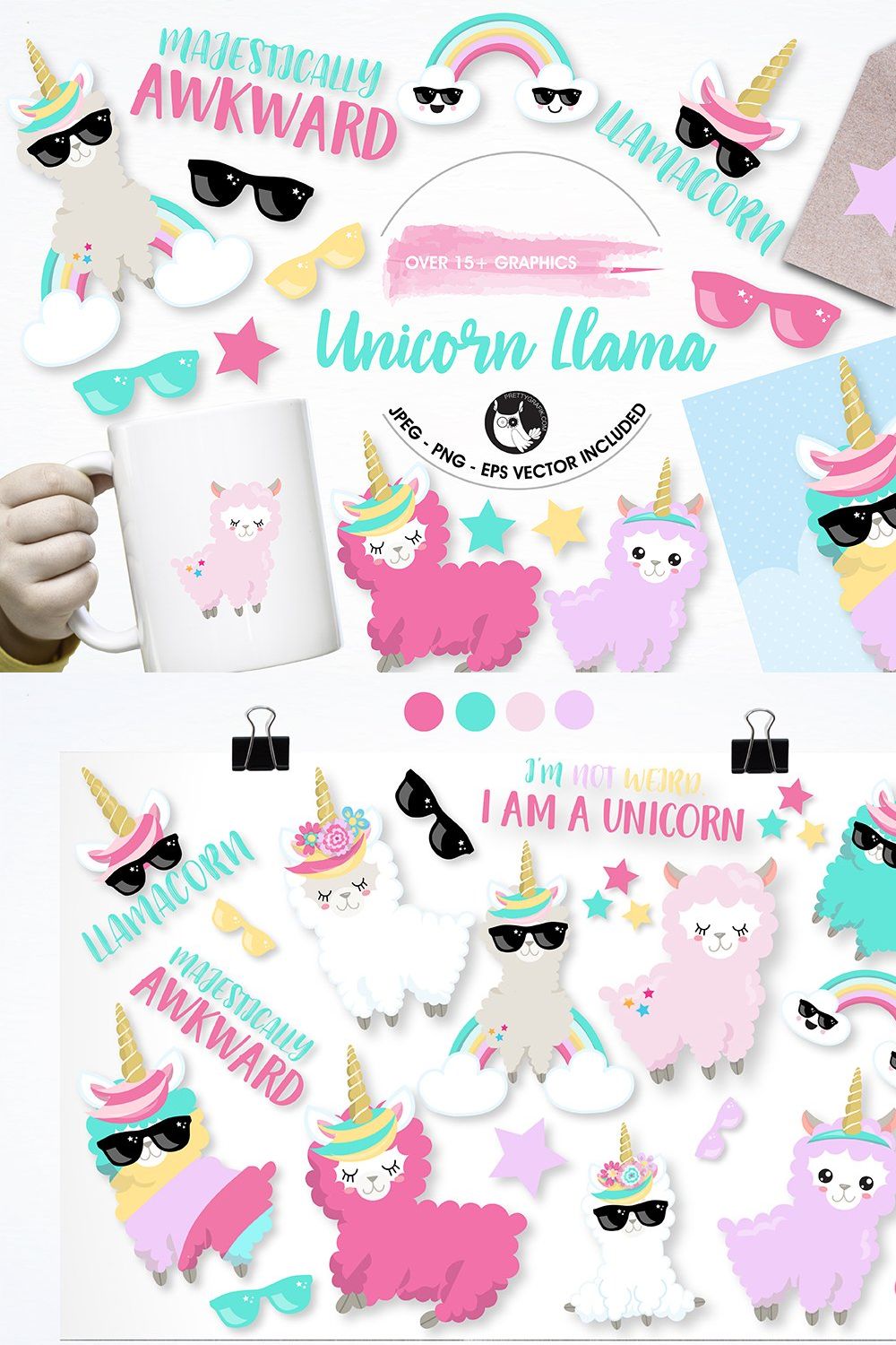 Llama unicorn graphics illustrations pinterest preview image.