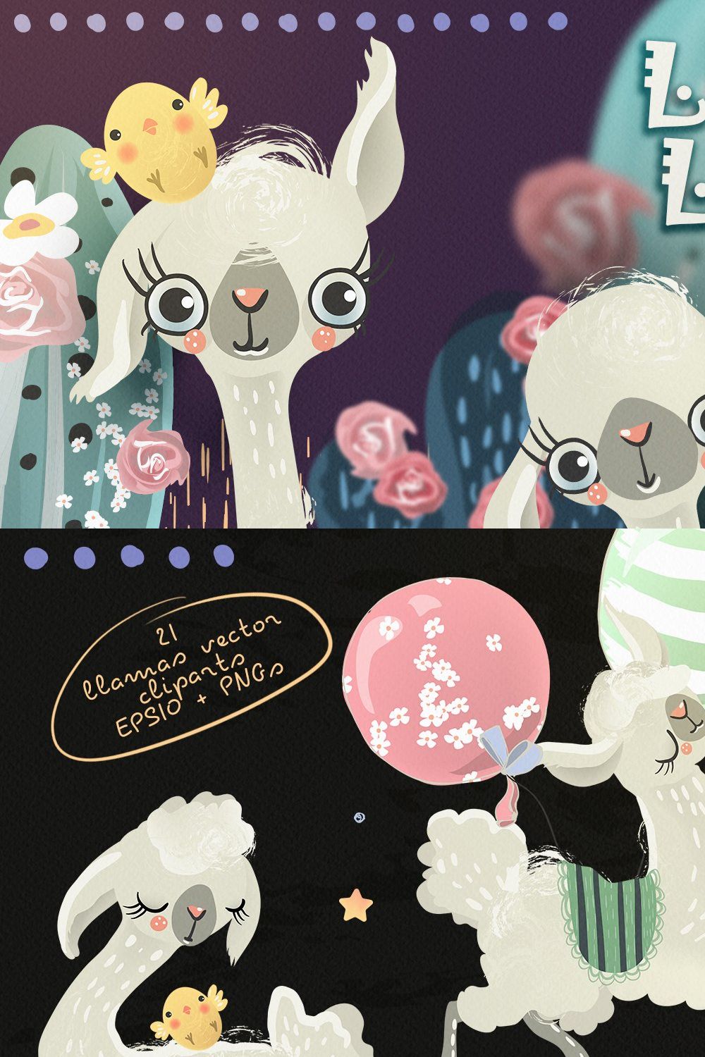 Llovely Llamas pinterest preview image.