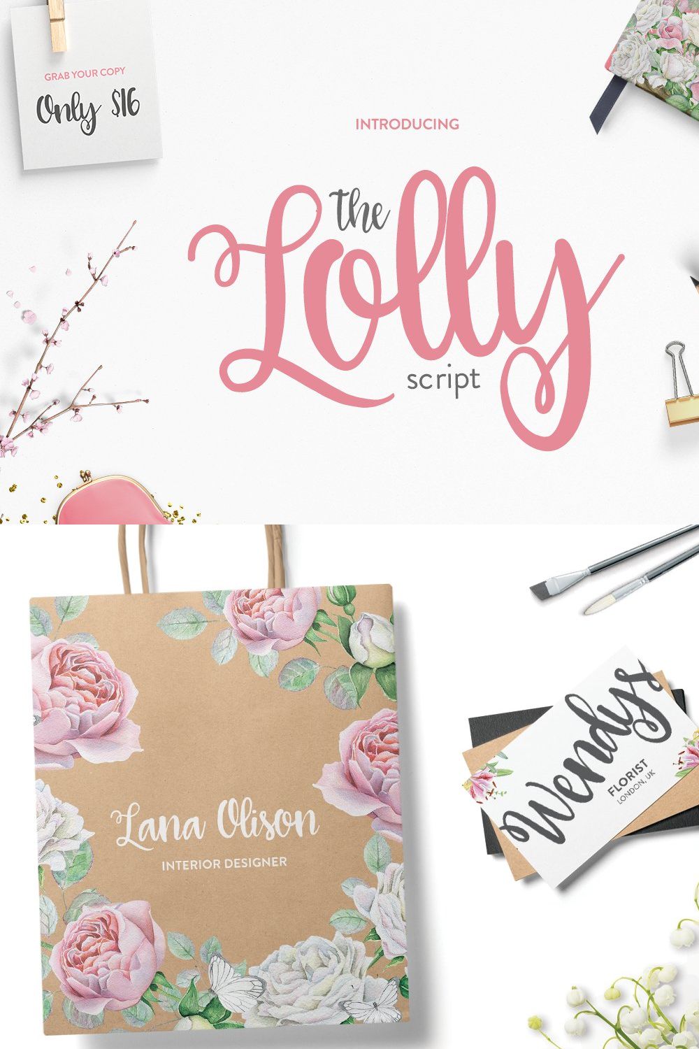 Lolly Script Font pinterest preview image.