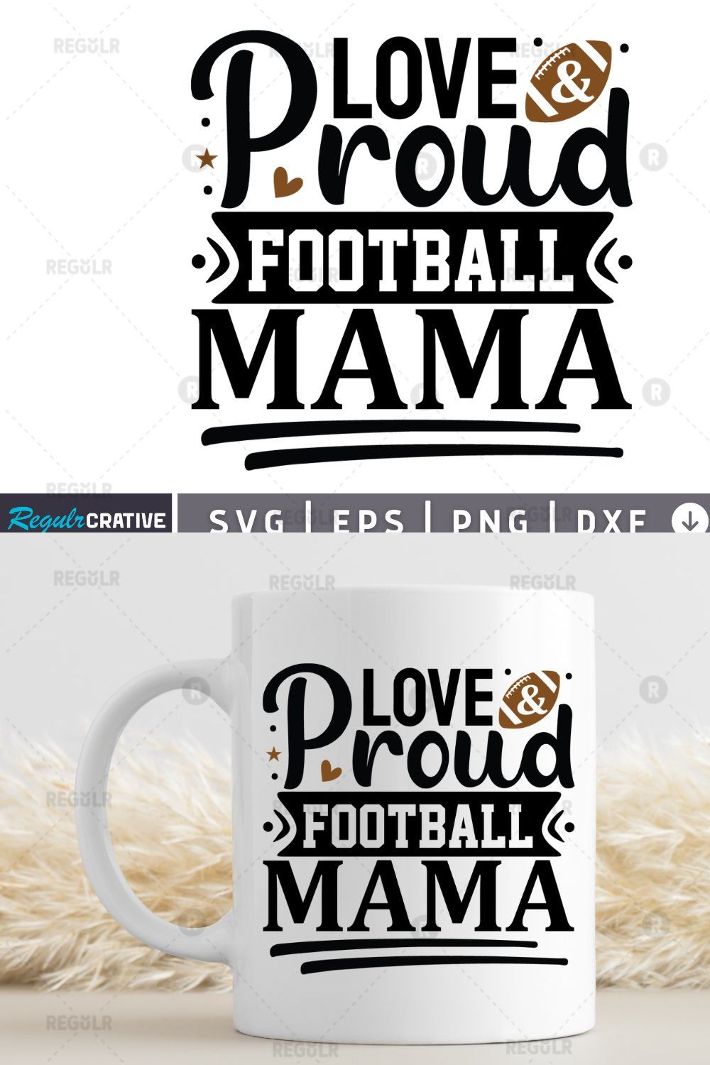 love and proud football mama SVG pinterest preview image.