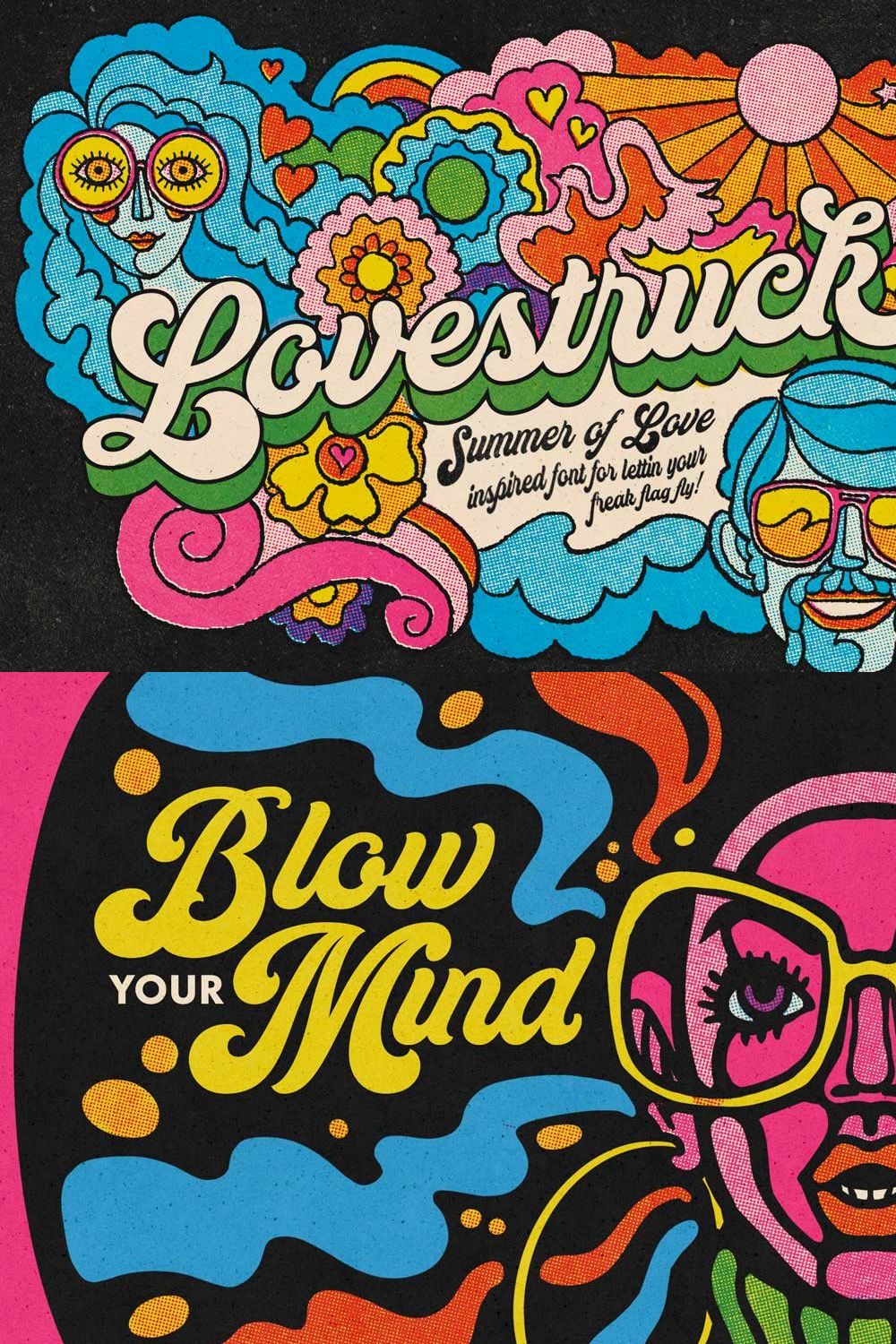 Lovestruck | 70s Script Font pinterest preview image.