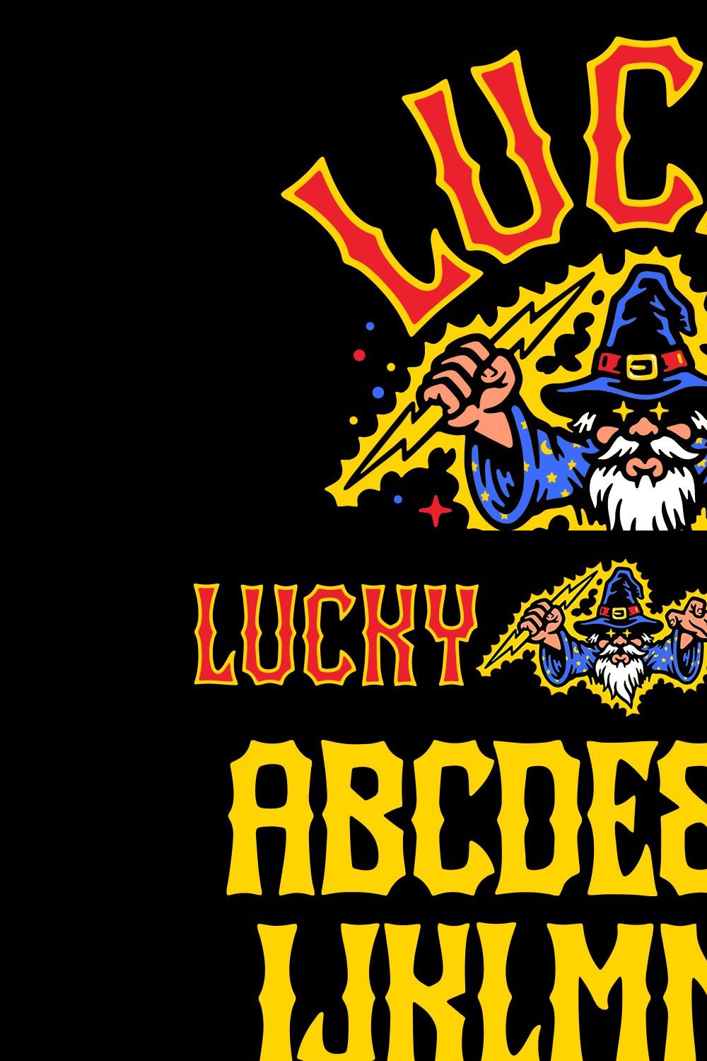 Lucky Wizard typeface pinterest preview image.