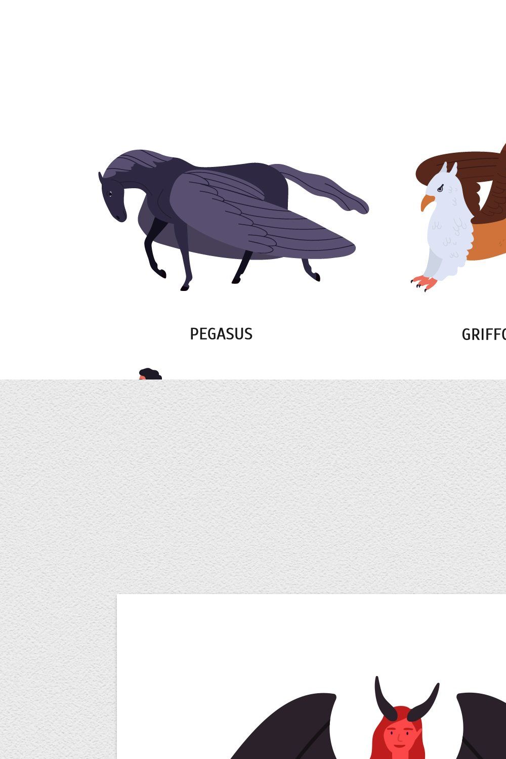 Magical creatures set pinterest preview image.