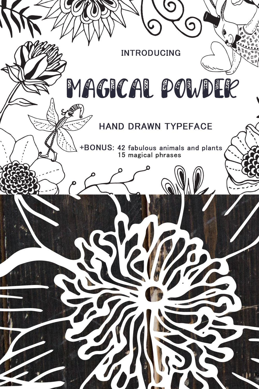 Magical Powder - typeface & elements pinterest preview image.