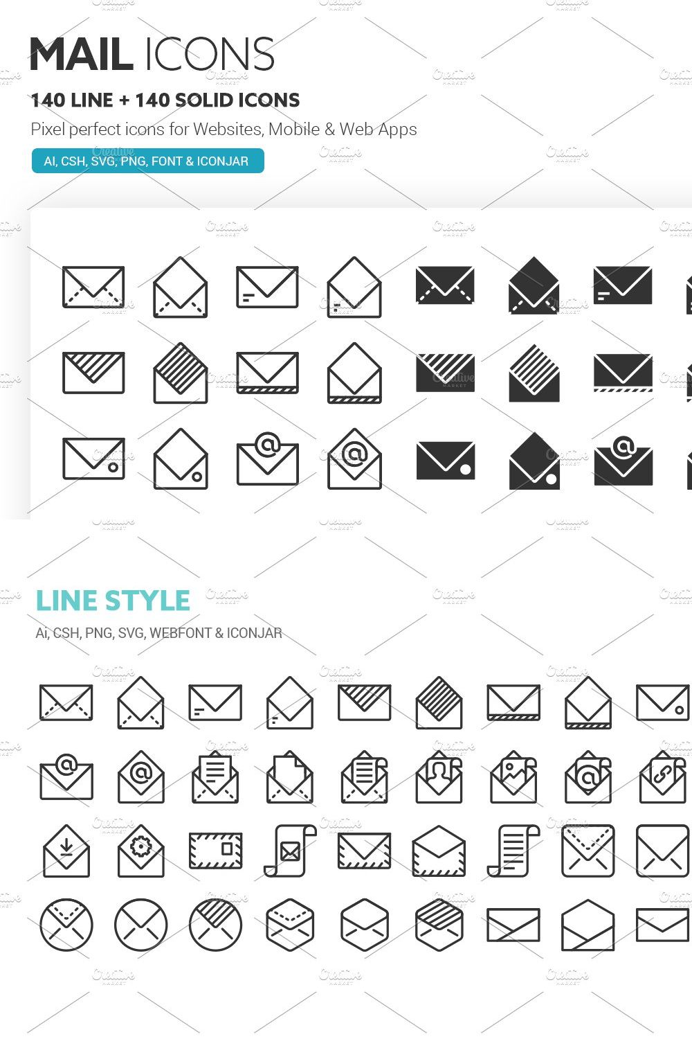 Mail Icons pinterest preview image.