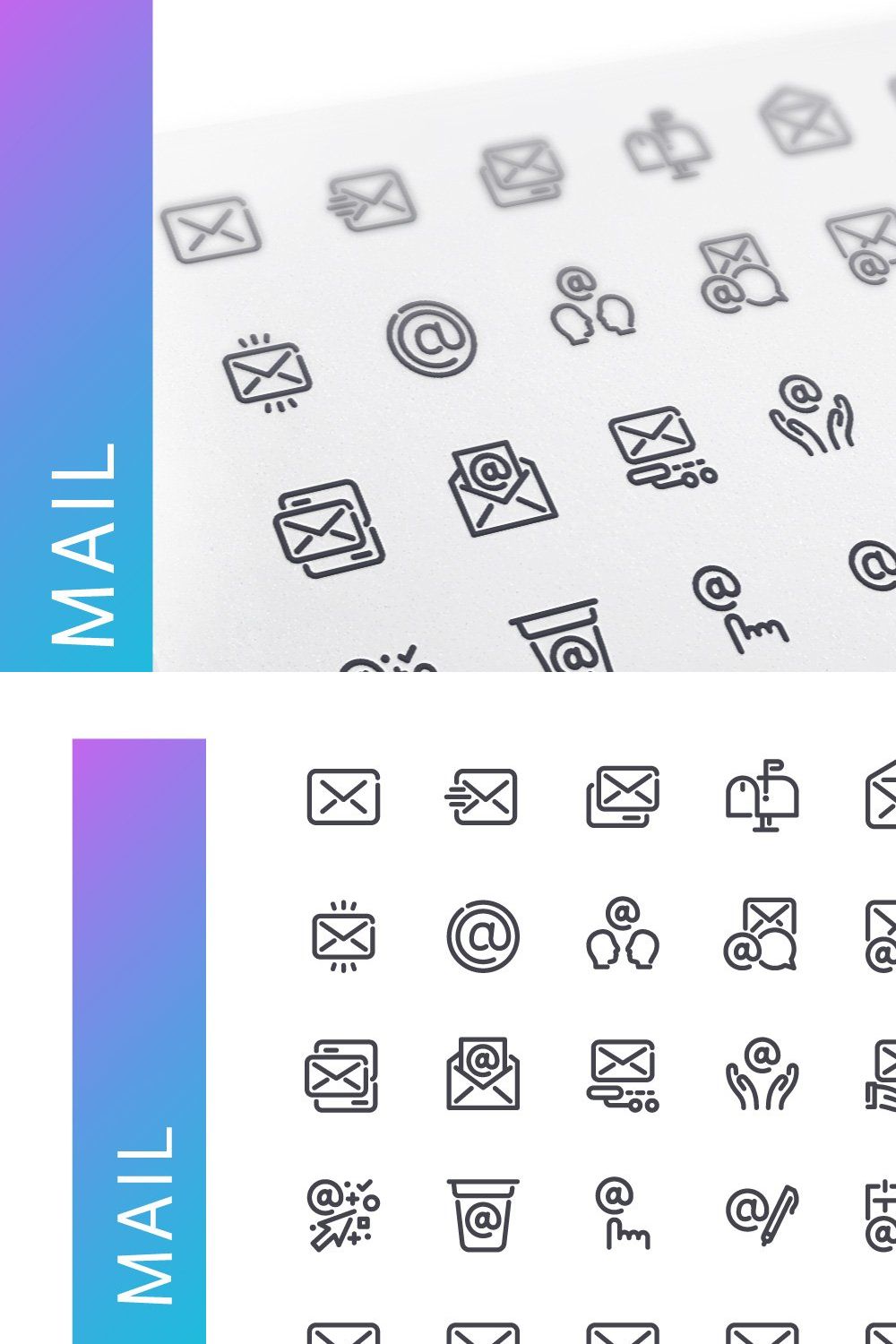 Mail Line Icons Set pinterest preview image.