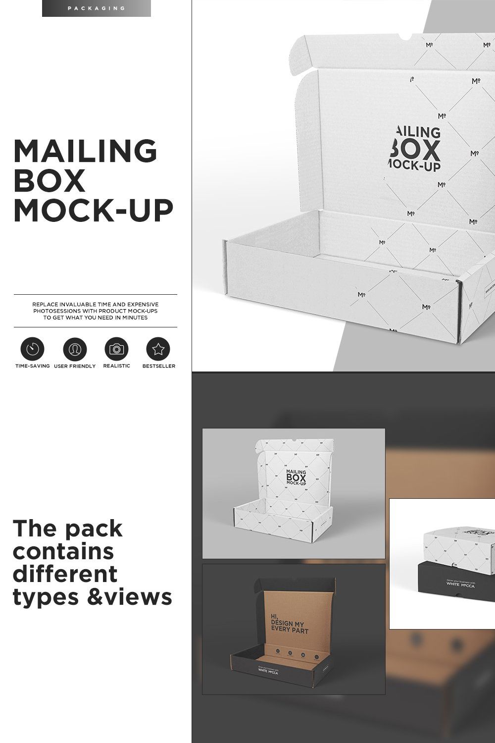 Mailing Box Mock-up pinterest preview image.