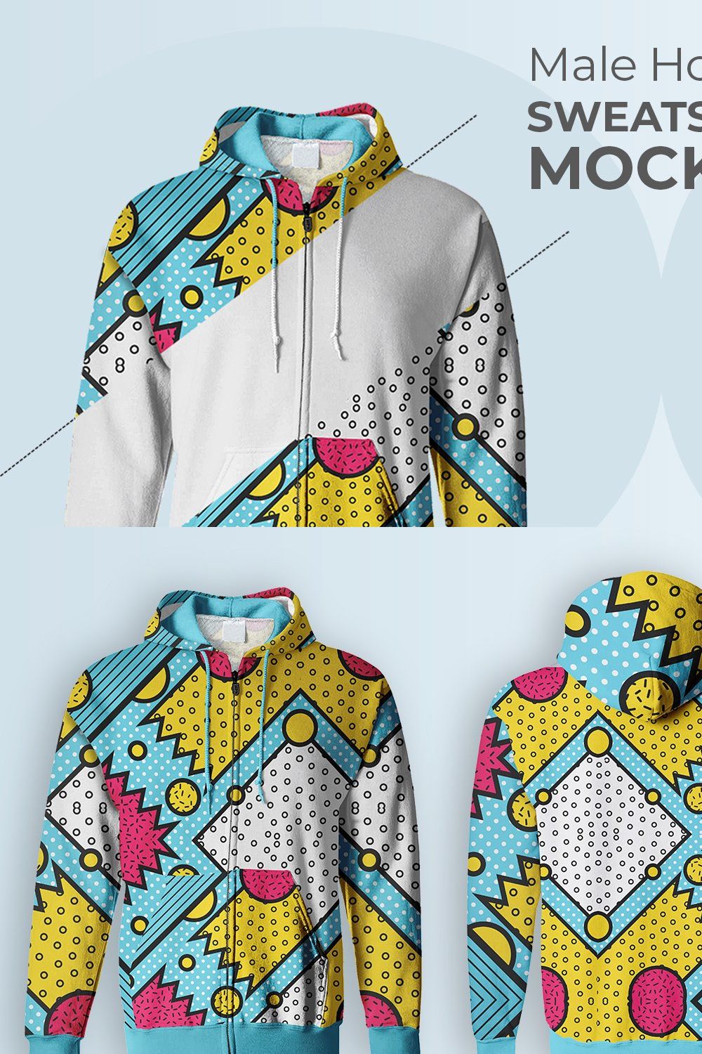 Male Hoodie Sweatshirt Mockup pinterest preview image.