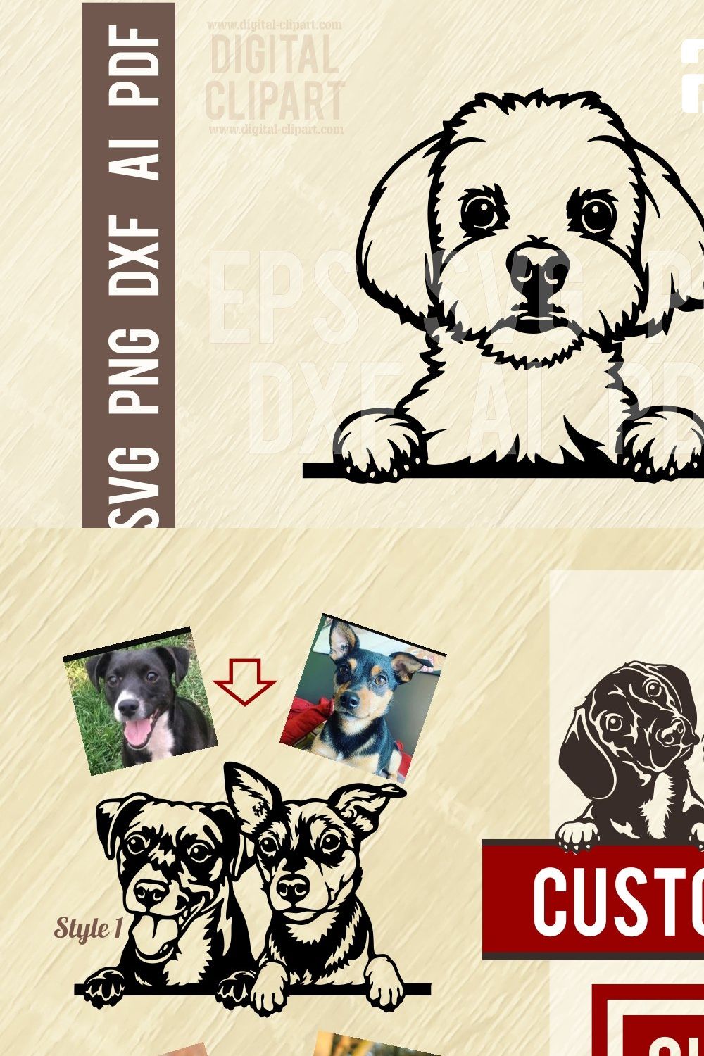 Maltese Lapdog SVG - Peeking Dog pinterest preview image.