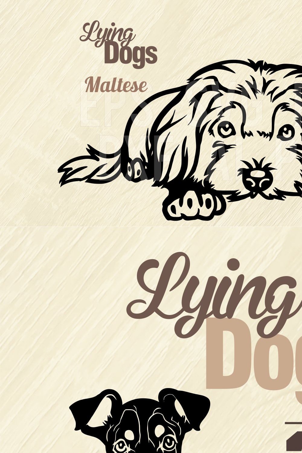 Maltese - Lying Dog Cut SVG Stencil pinterest preview image.