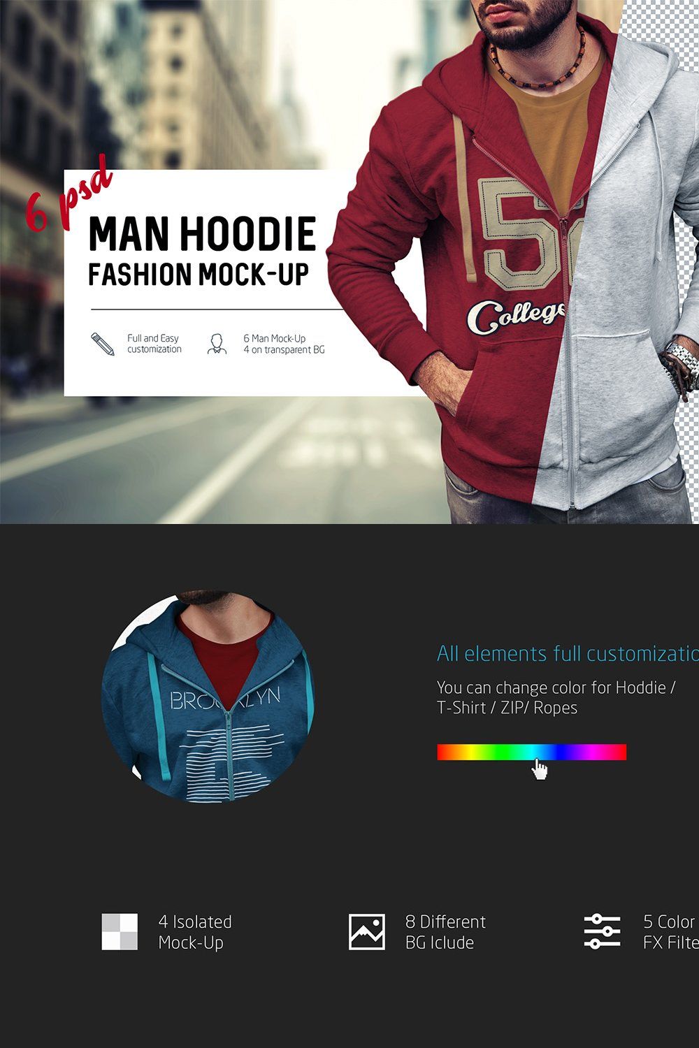 Man Hoodie Fashion Mock-Up pinterest preview image.