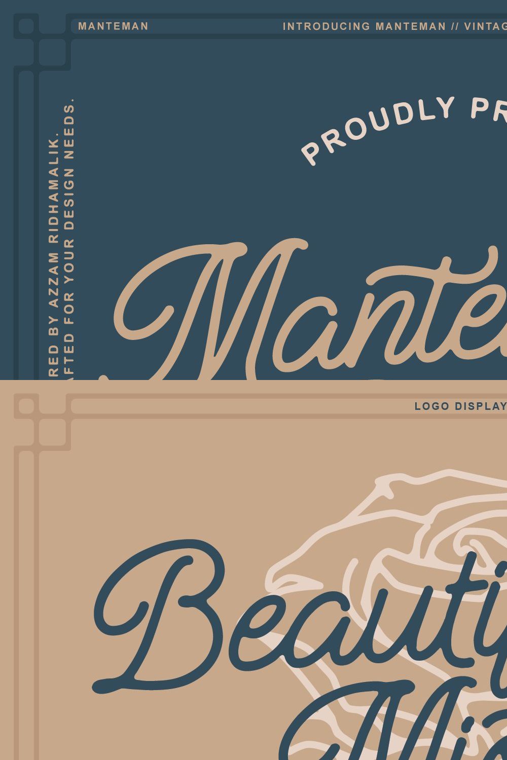 Manteman - Monoline Script Font pinterest preview image.